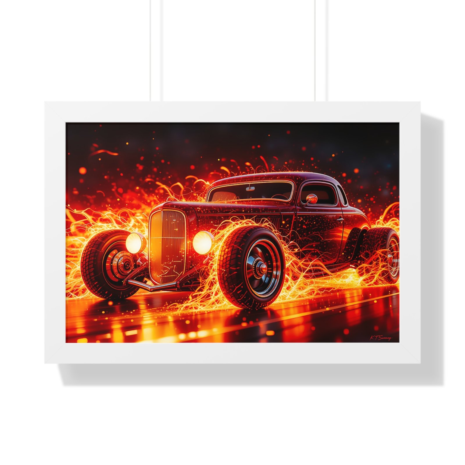 Limited Edition Hot Rod Wall Art Framed Print with Ethereal Flames - Image 22