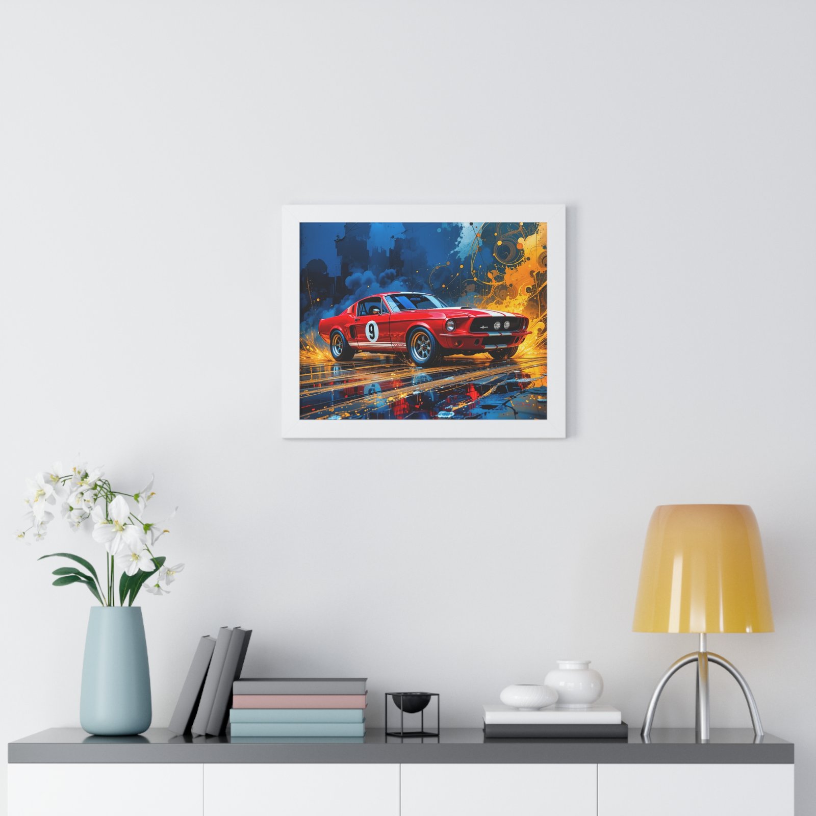 Exclusive Edition 1967 Red Shelby Mustang TransAm Inspired Racing Car Wall Art Framed Print | Collector’s Classic Mustang Artwork - Image 20