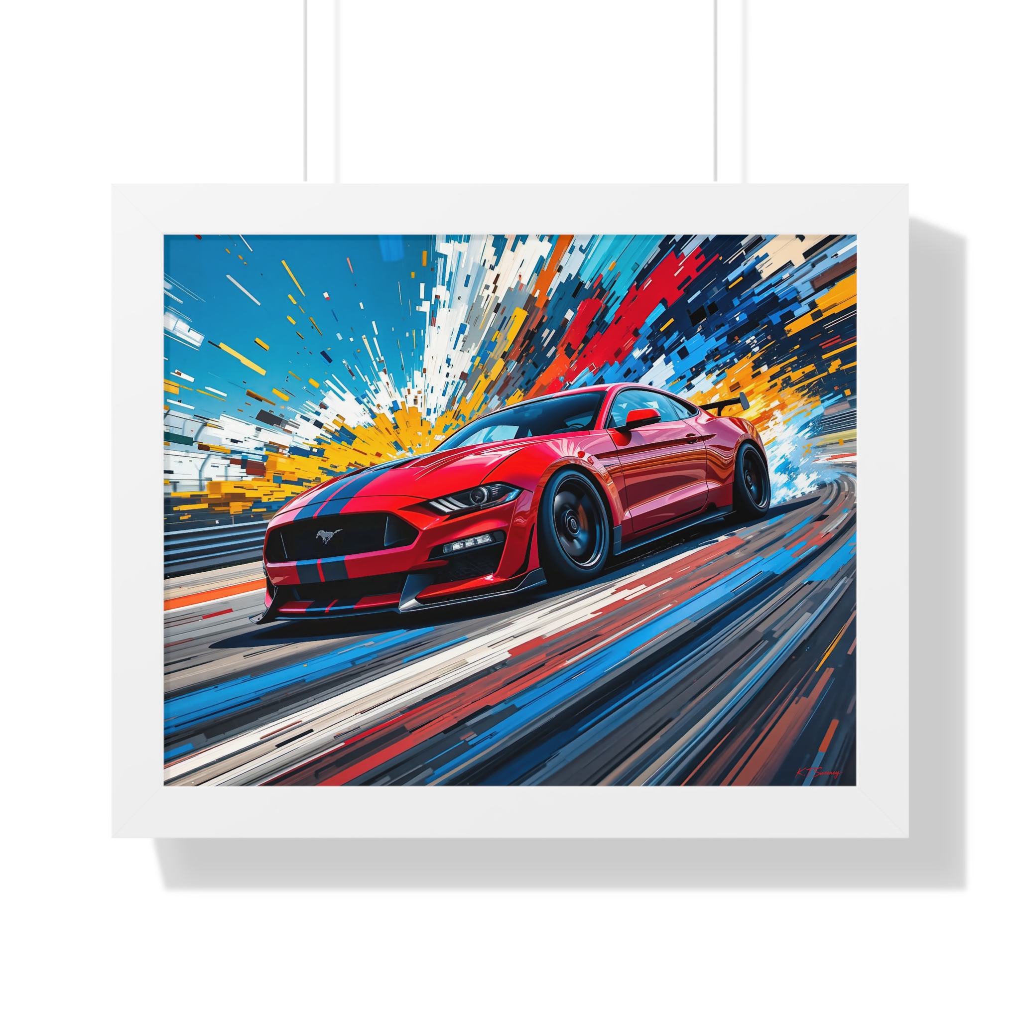 Exclusive Edition Red Mustang GT Wall Art Framed Print with Exploding Color Burst Background | Collector’s Mustang Artwork - Image 19