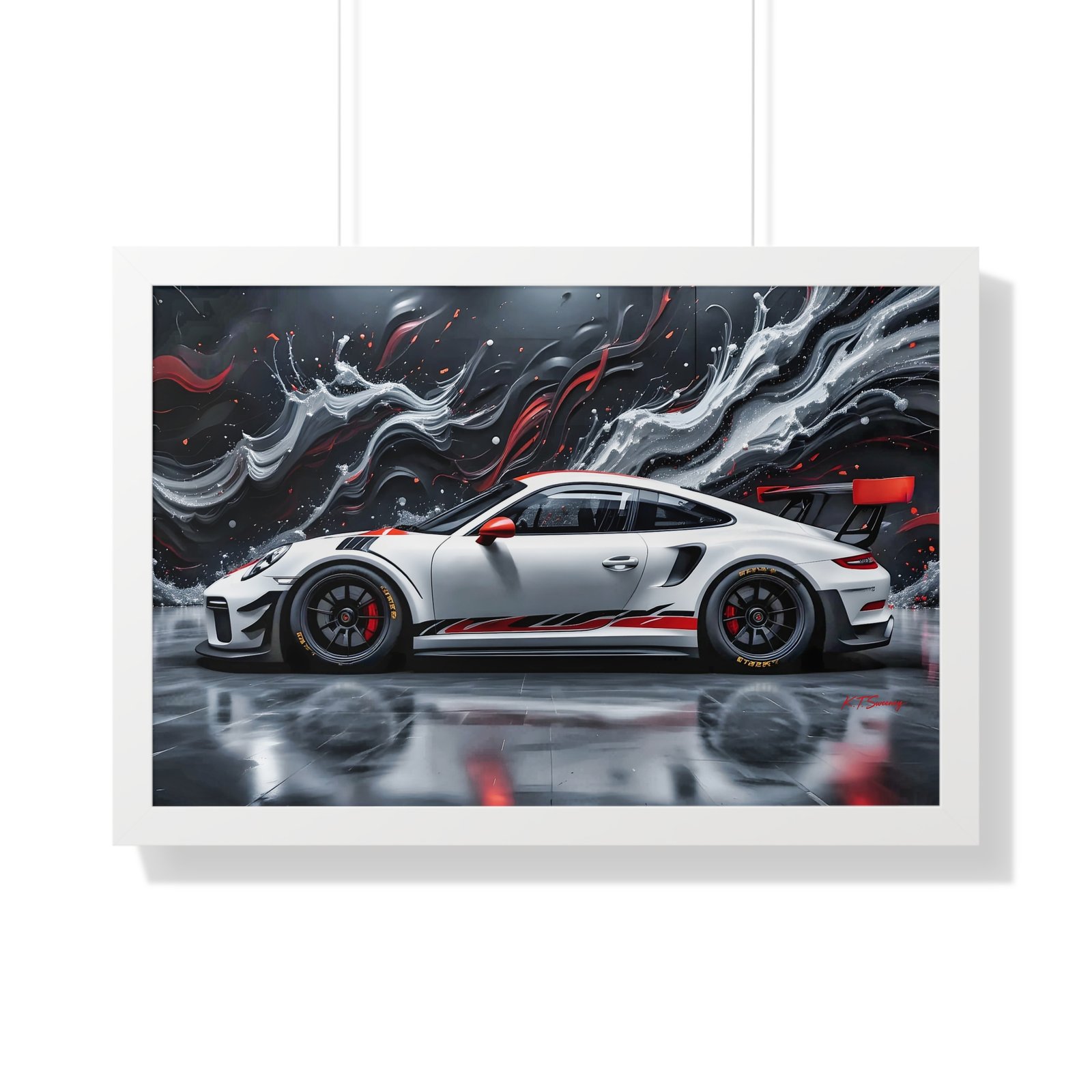 Limited Edition Porsche 911 GT3 Wall Art Framed Print with 3D Textured Oil Paint Style Background | Collector’s Porsche Artwork - Image 25