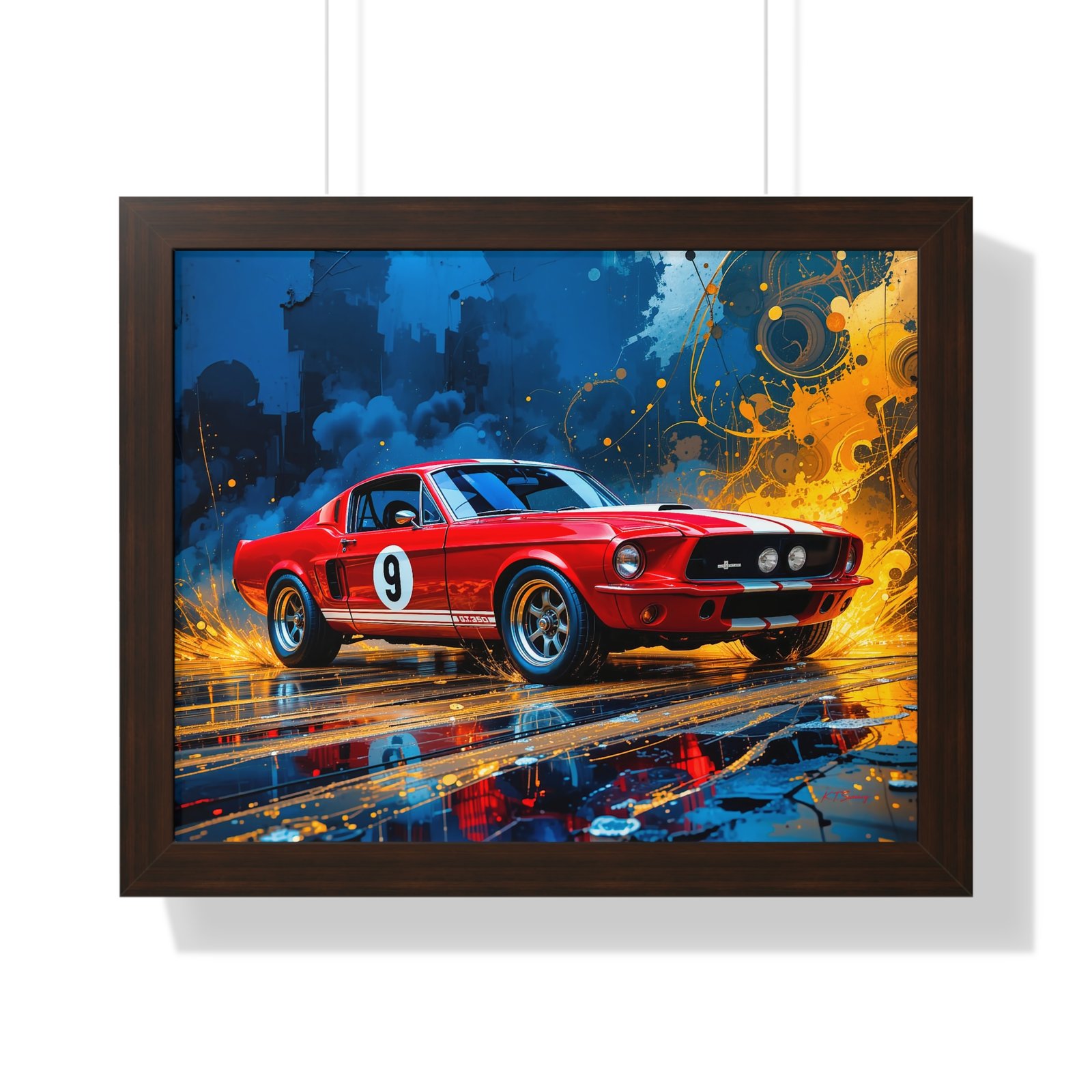 Exclusive Edition 1967 Red Shelby Mustang TransAm Inspired Racing Car Wall Art Framed Print | Collector’s Classic Mustang Artwork - Image 10