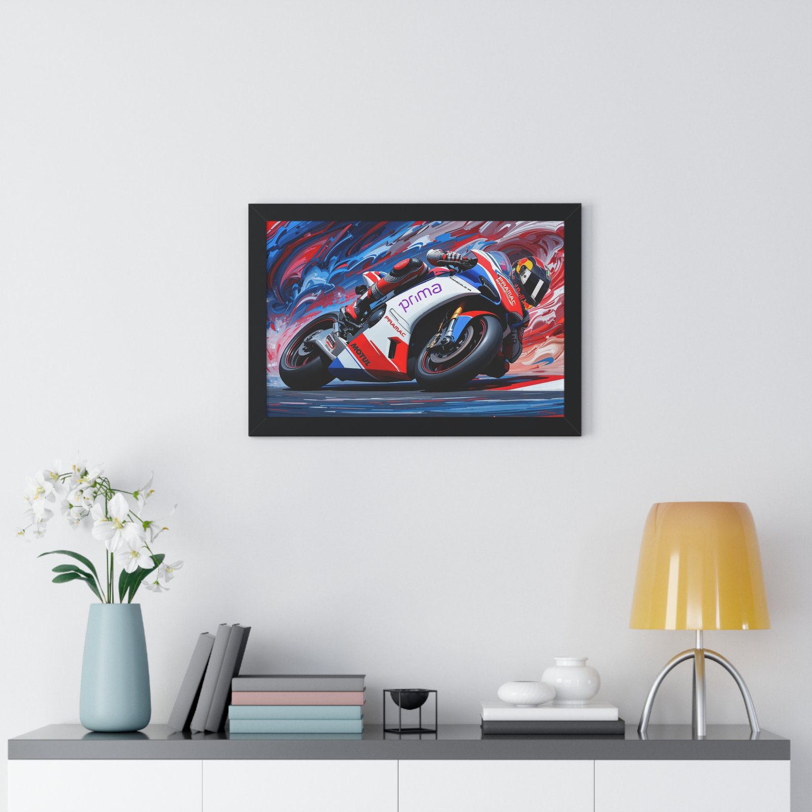 Limited Edition MotoGP Jorge Martin Wall Art Framed Print with Textured Oil Paint Style Design | Collector’s Motorcycle Racing Artwork - Image 2