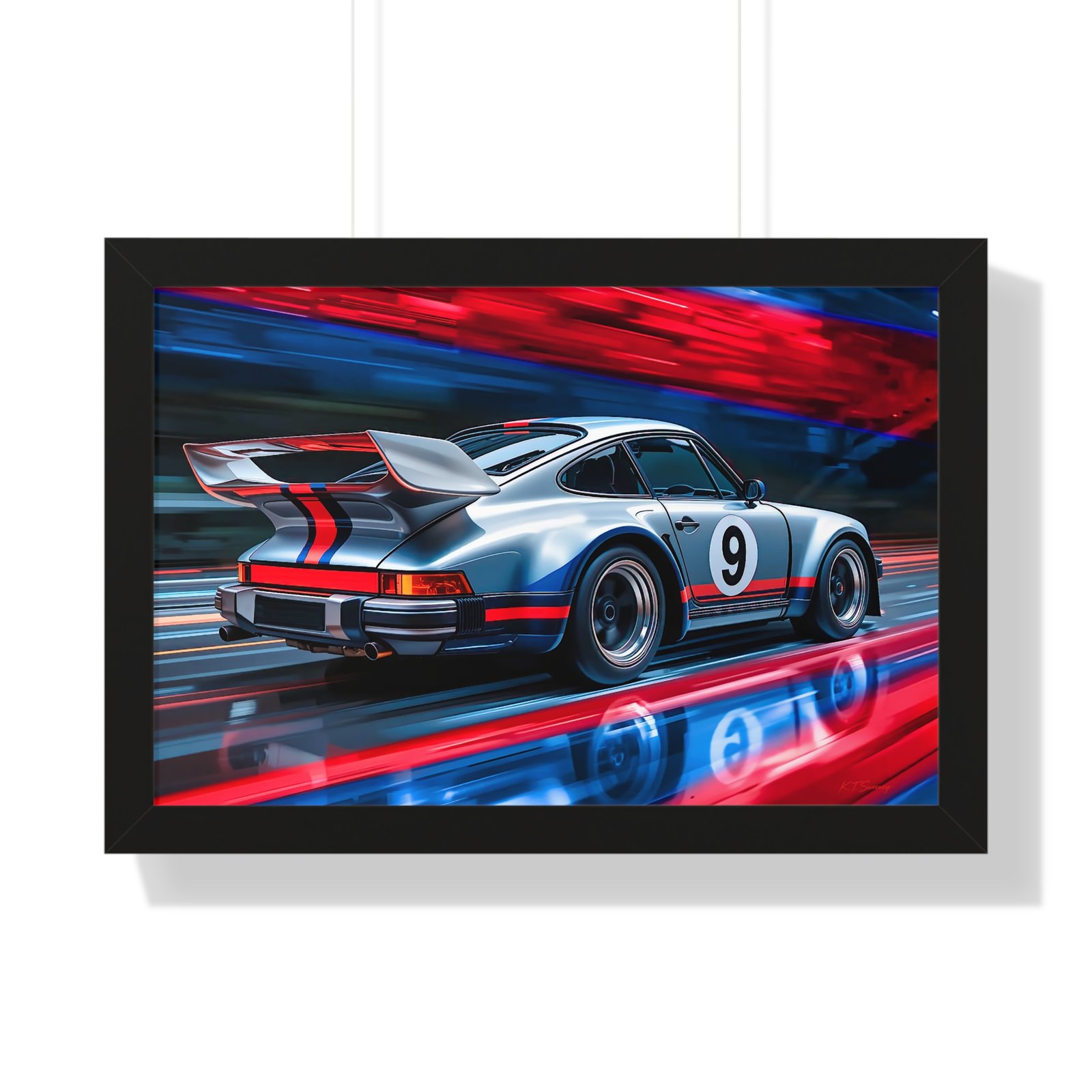 Limited Edition Classic Porsche 930 Turbo in Silver Wall Art Framed Print | Collector’s Porsche Artwork - Image 4