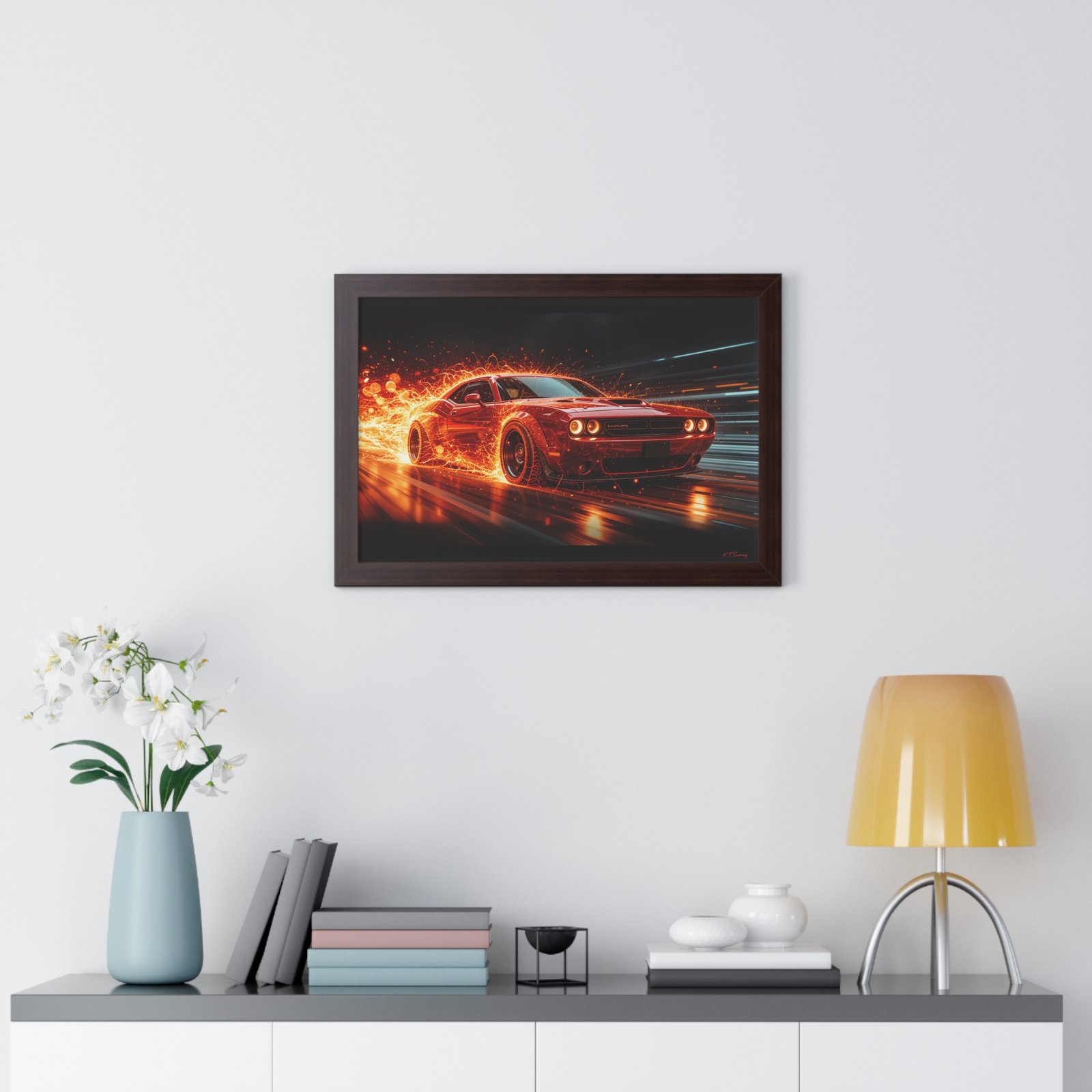 Limited Edition Dodge Hellcat Wall Art Framed Print with Ethereal Flames | Collector’s Muscle Car Artwork - Image 14