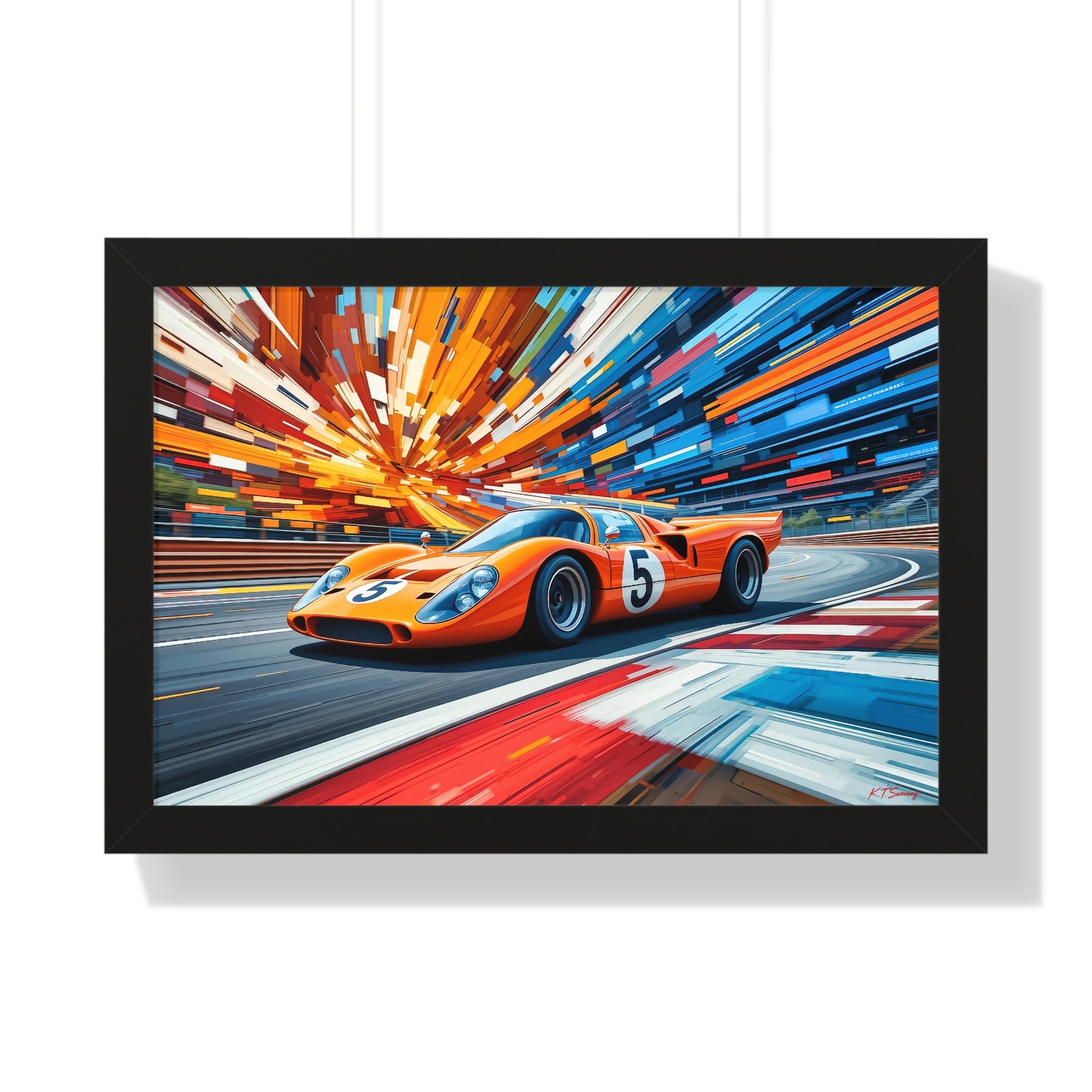 McLaren Le Mans Inspired Racing Car Wall Art Framed Print in Classic Papaya | Studio Edition Motorsport Artwork - Image 4