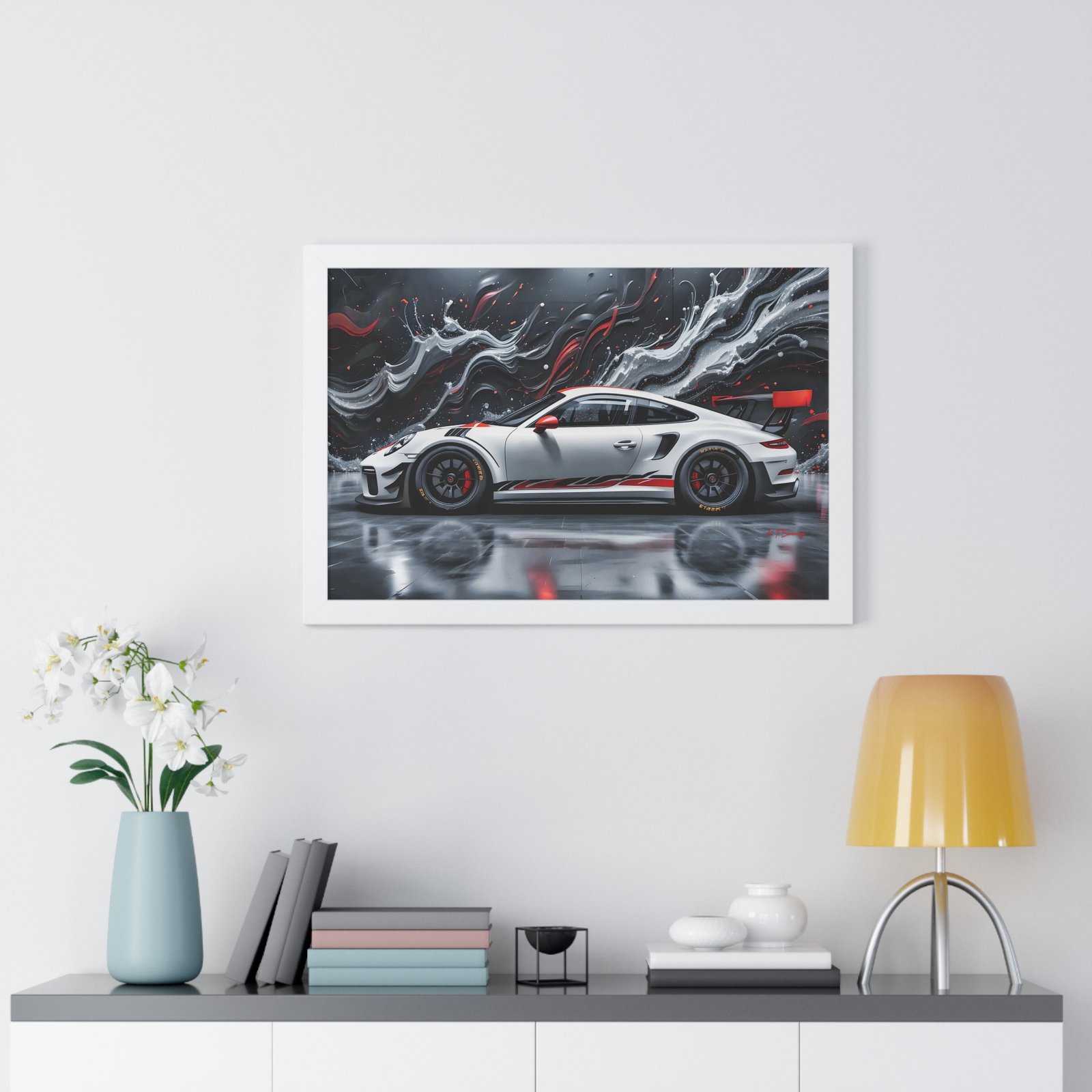 Limited Edition Porsche 911 GT3 Wall Art Framed Print with 3D Textured Oil Paint Style Background | Collector’s Porsche Artwork - Image 26