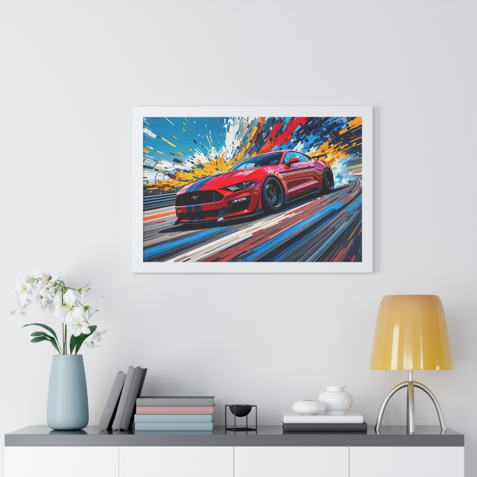 Exclusive Edition Red Mustang GT Wall Art Framed Print with Exploding Color Burst Background | Collector’s Mustang Artwork - Image 26