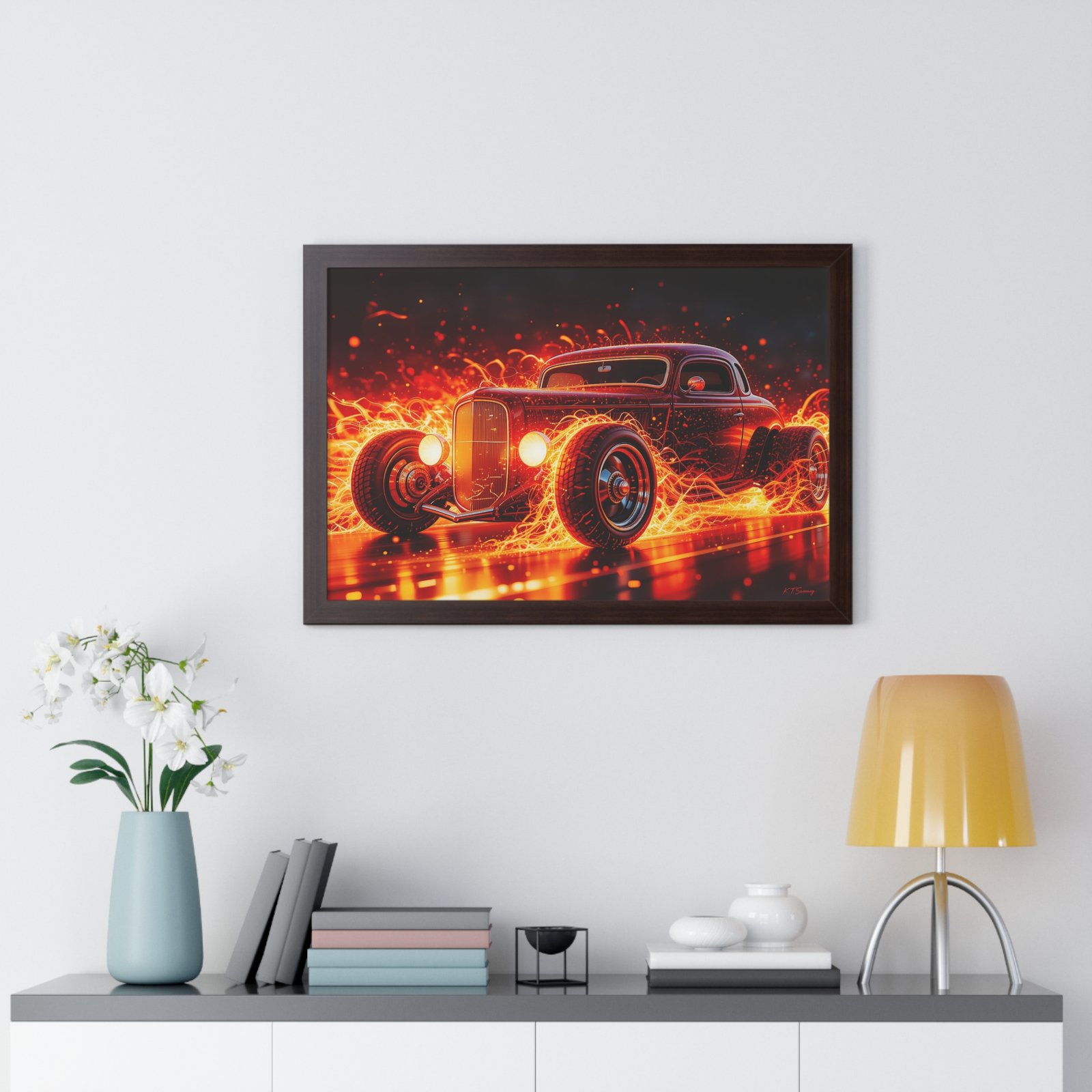Limited Edition Hot Rod Wall Art Framed Print with Ethereal Flames - Image 17