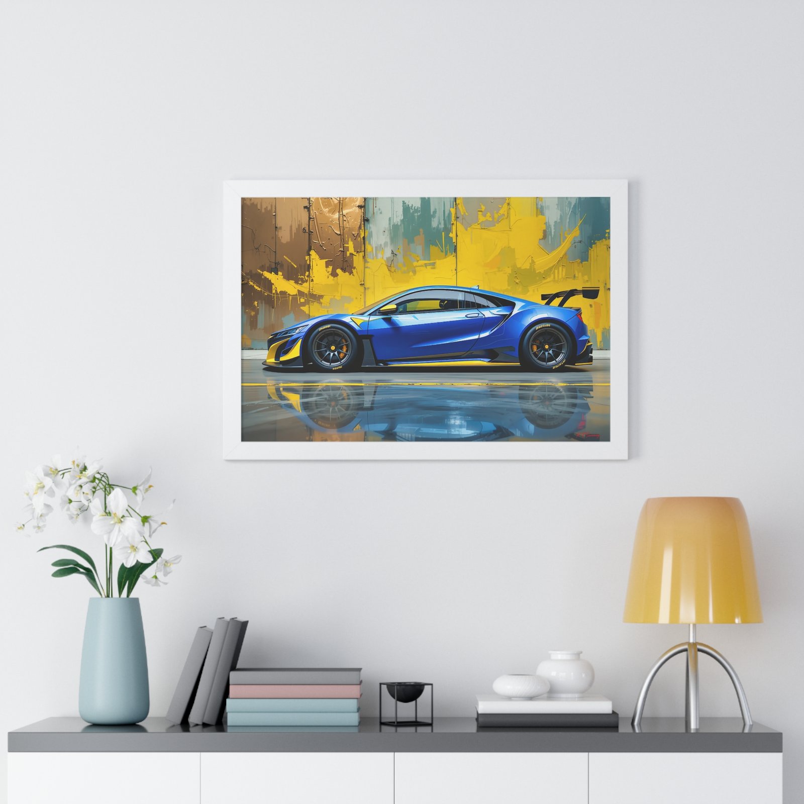 Acura NSX Wall Art Framed Print with Dramatic Textured Paint Style Background | Studio Edition Collector’s Artwork - Image 26