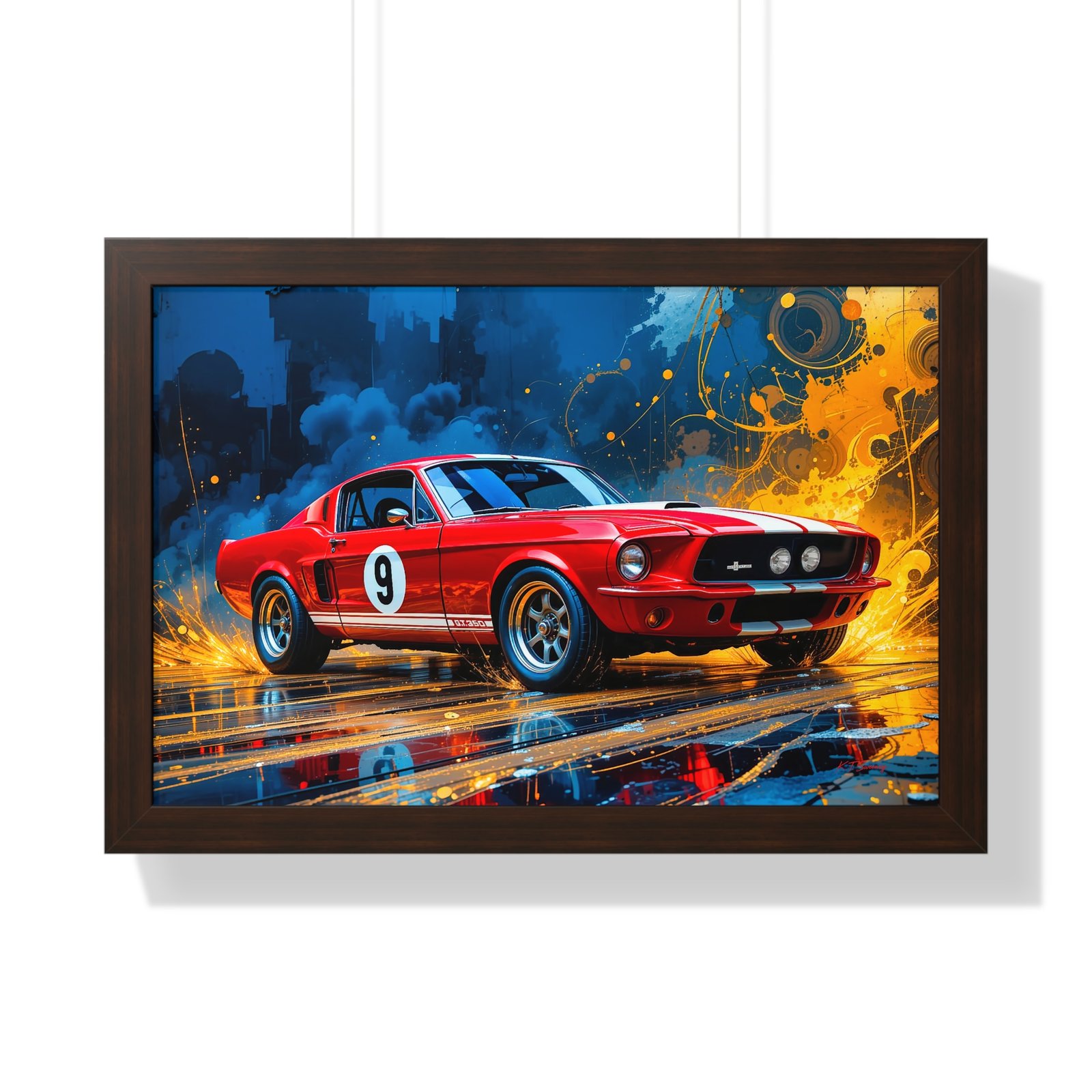 Exclusive Edition 1967 Red Shelby Mustang TransAm Inspired Racing Car Wall Art Framed Print | Collector’s Classic Mustang Artwork - Image 13
