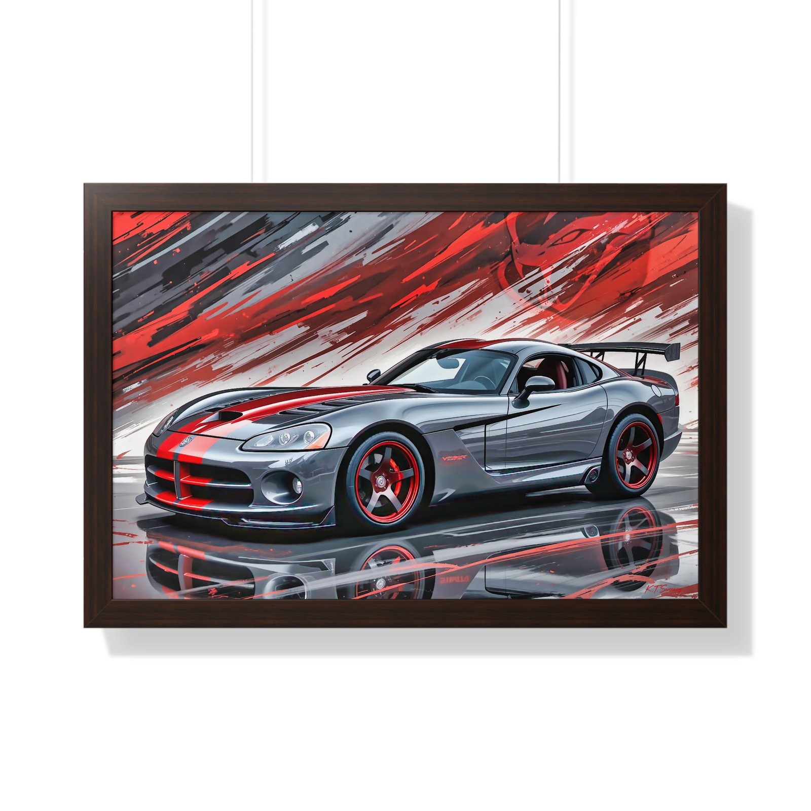 2010 Dodge Viper SRT-10 Final Edition Wall Art Framed Print in Gray with Red Stripes | Studio Edition Collector’s Artwork - Image 16