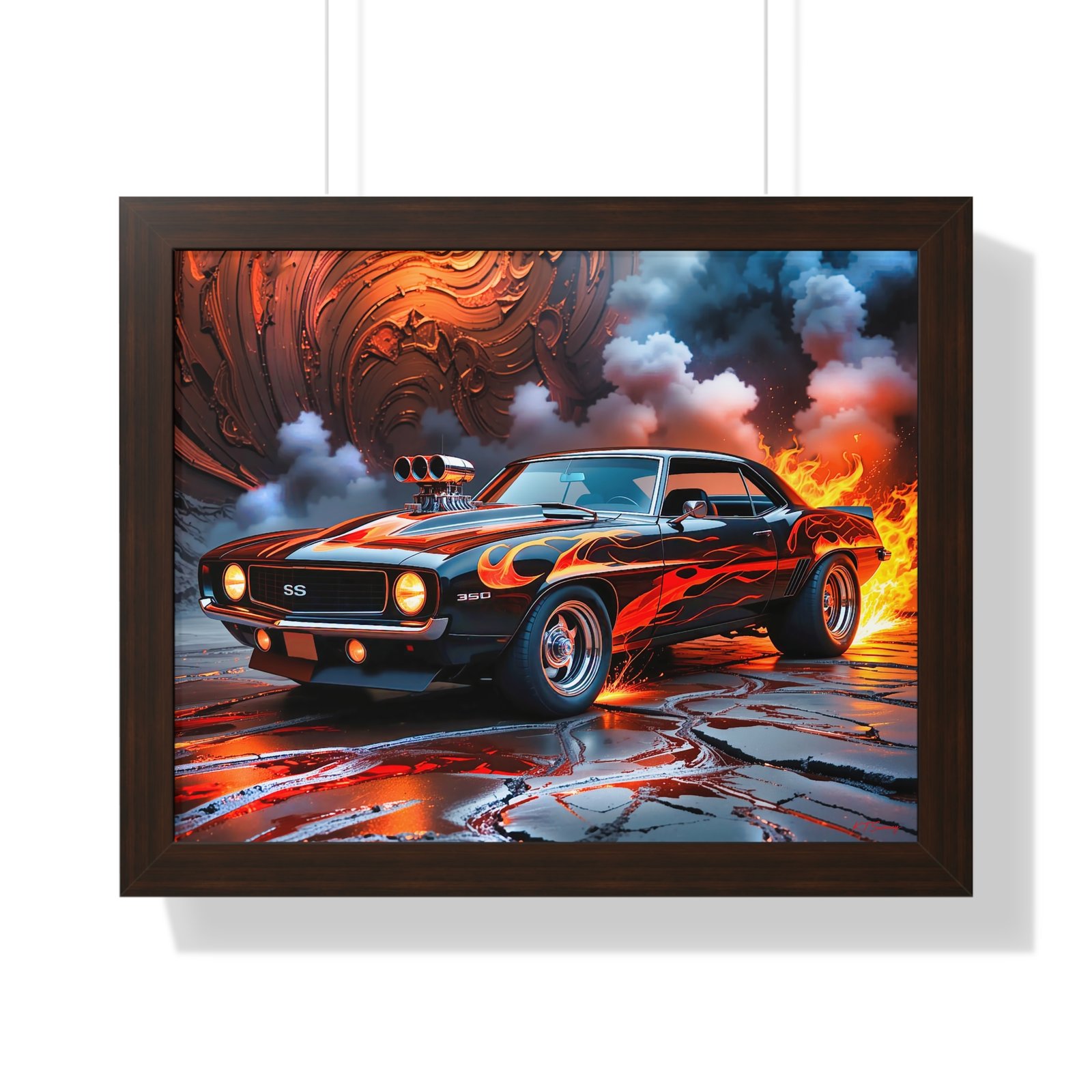 Limited Edition 1969 Camaro Hot Rod Wall Art Framed Print with Watercolor Textured Background | Collector’s Classic Camaro Artwork - Image 16