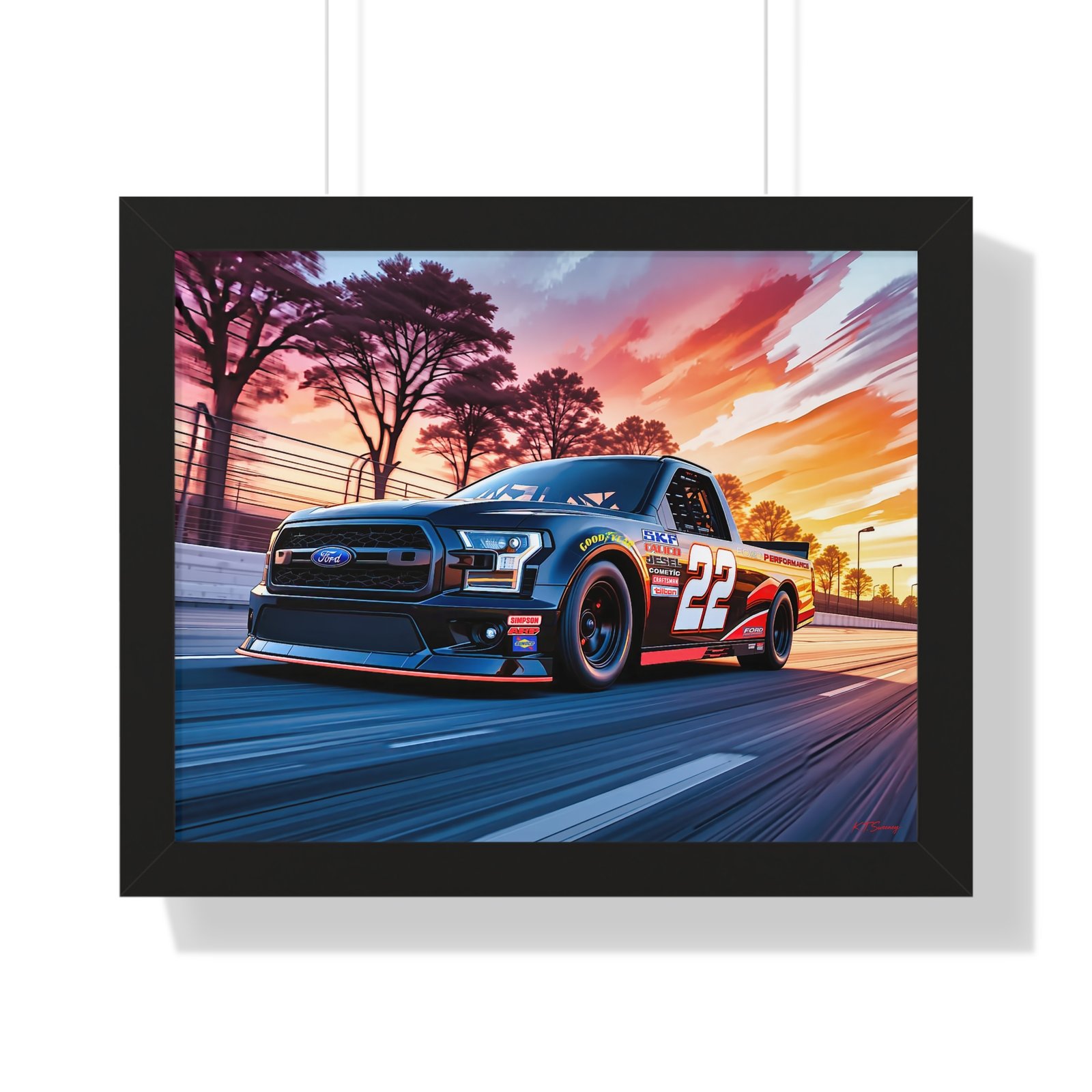 Frankie Muniz NASCAR Truck Wall Art Framed Print with Original Studio Edition Design | Collector’s Racing Artwork - Image 4