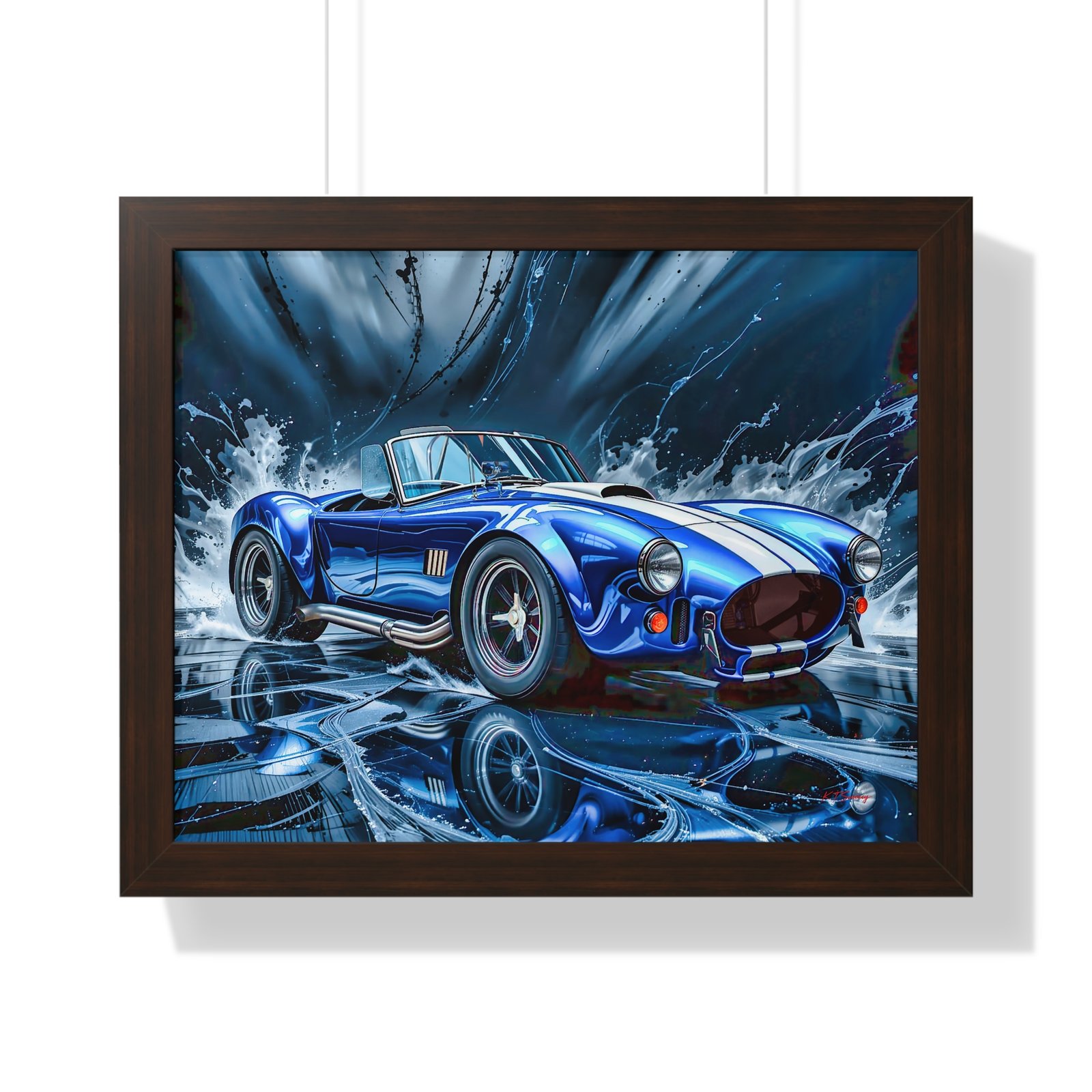 Exclusive Edition Classic Blue Shelby Cobra with White Stripes Wall Art Framed Print | Collector’s Shelby Artwork - Image 10