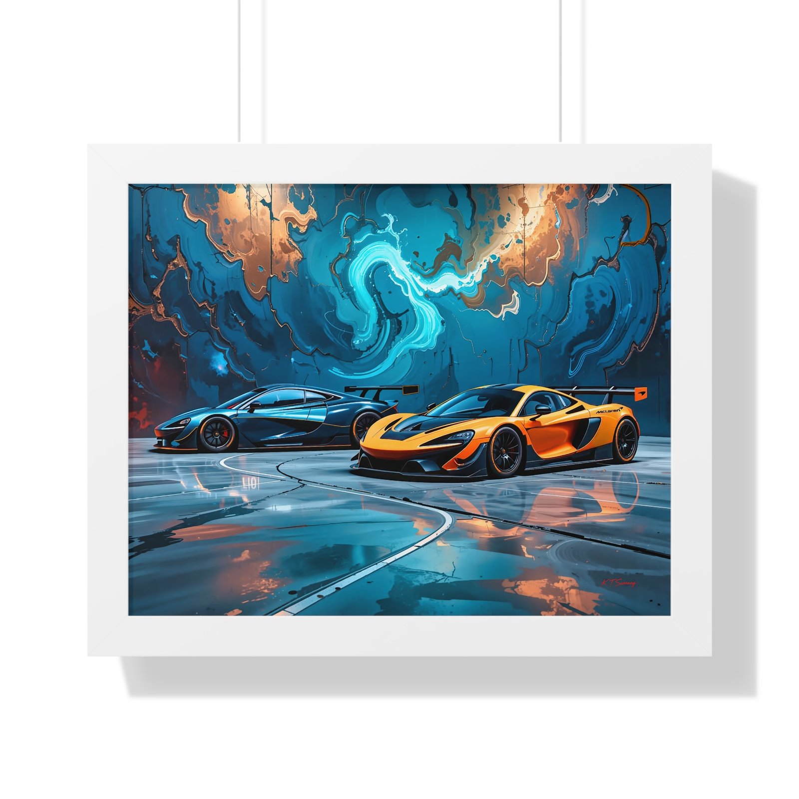 Limited Edition Duo of IMSA-Inspired McLaren Supercars Wall Art Framed Print with 3D Textured Dynamic Colors | Collector’s Motorsport Artwork - Image 19