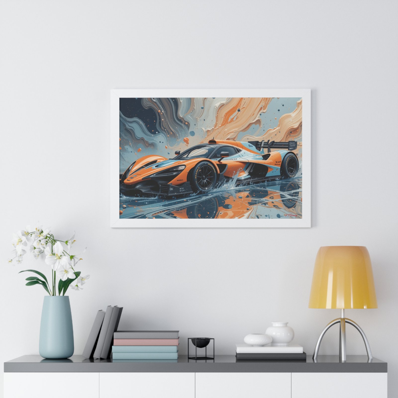 McLaren Supercar Gulf Livery Wall Art Framed Print with 3D Textured Oil Paint Style | Studio Edition Collector’s Artwork - Image 26