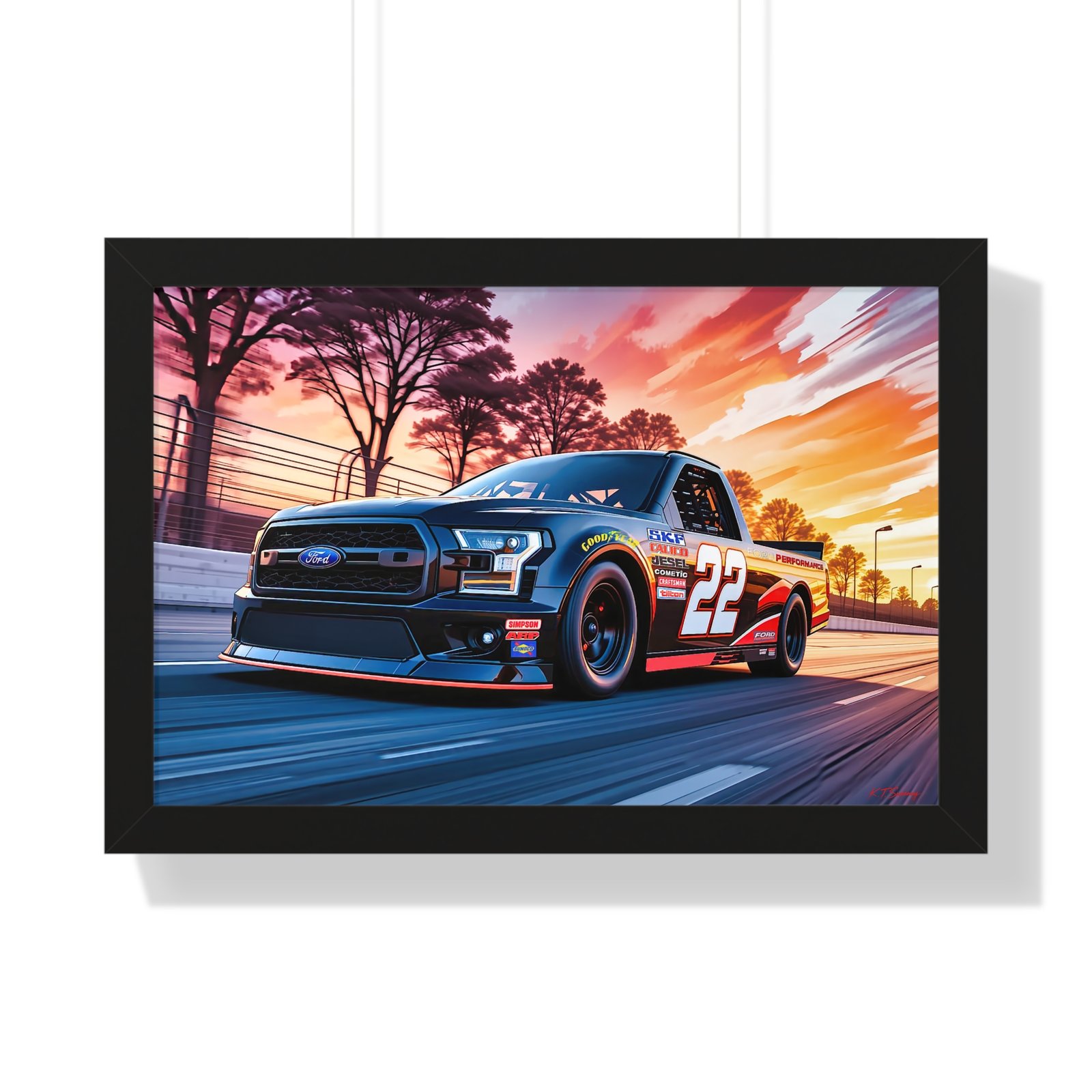 Frankie Muniz NASCAR Truck Wall Art Framed Print with Original Studio Edition Design | Collector’s Racing Artwork - Image 7