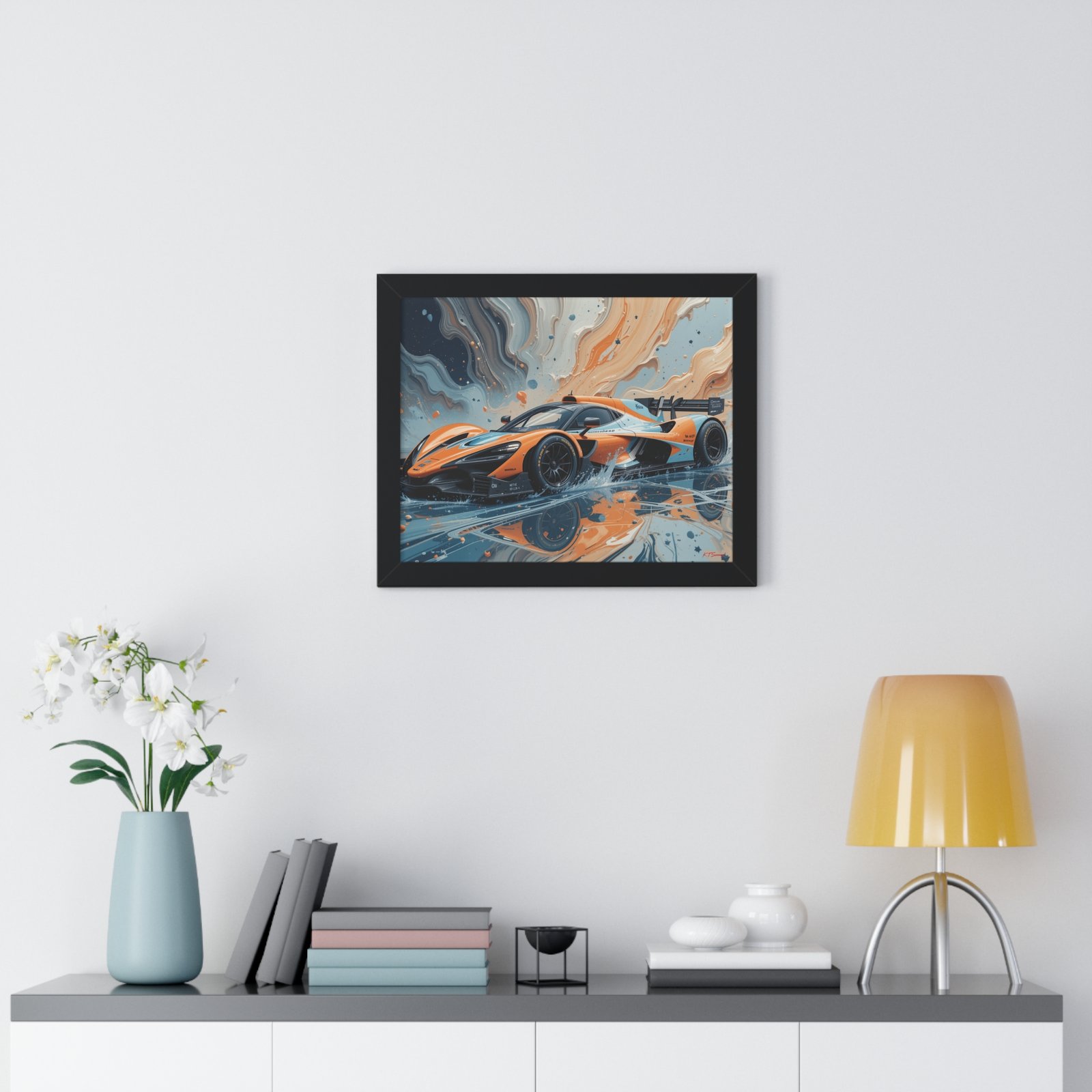McLaren Supercar Gulf Livery Wall Art Framed Print with 3D Textured Oil Paint Style | Studio Edition Collector’s Artwork - Image 2