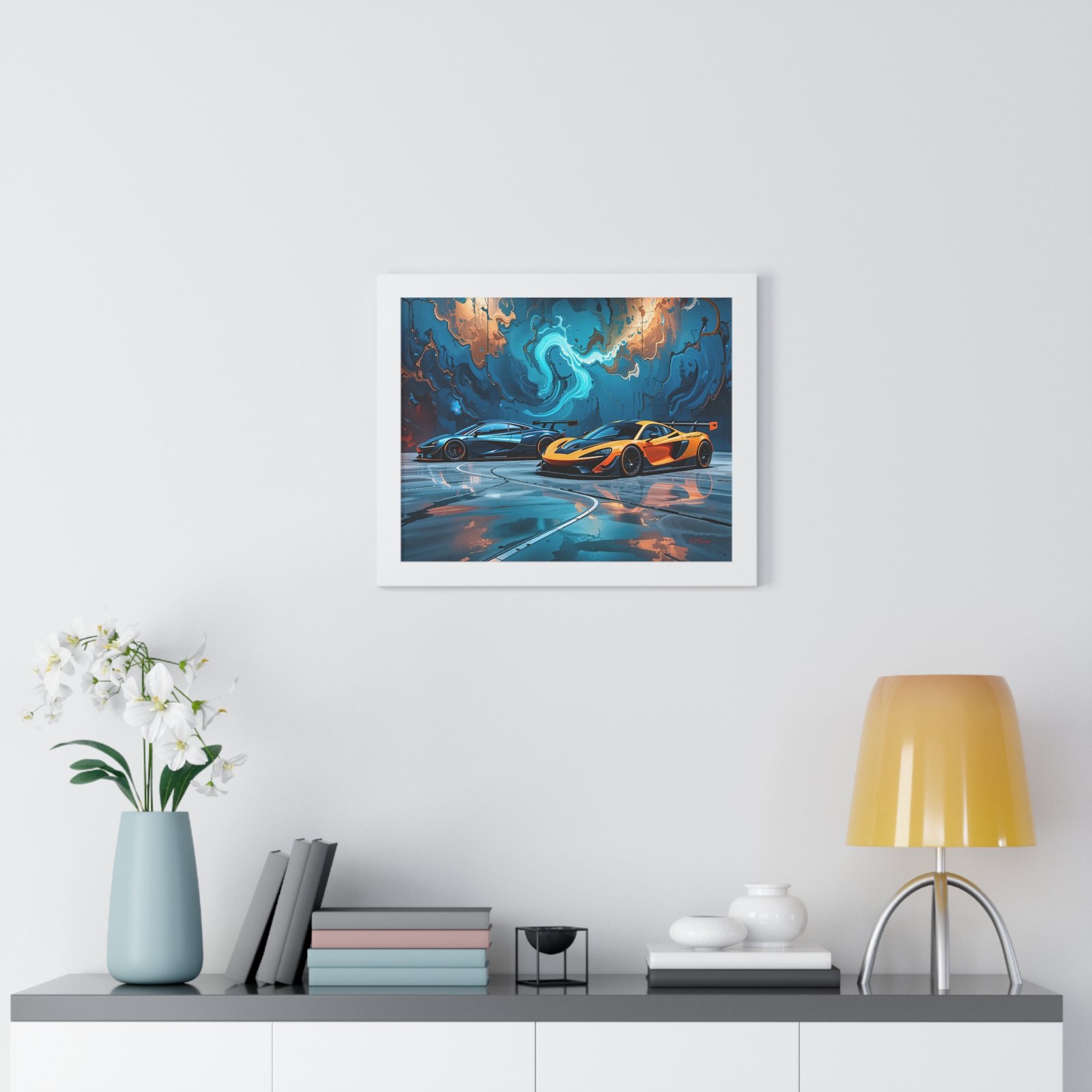 Limited Edition Duo of IMSA-Inspired McLaren Supercars Wall Art Framed Print with 3D Textured Dynamic Colors | Collector’s Motorsport Artwork - Image 20