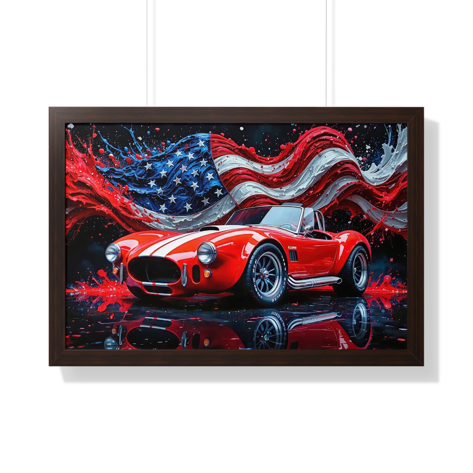 Exclusive Edition Red Shelby Cobra with White Stripes and USA Patriot theme | Collector’s Shelby Artwork - Image 16