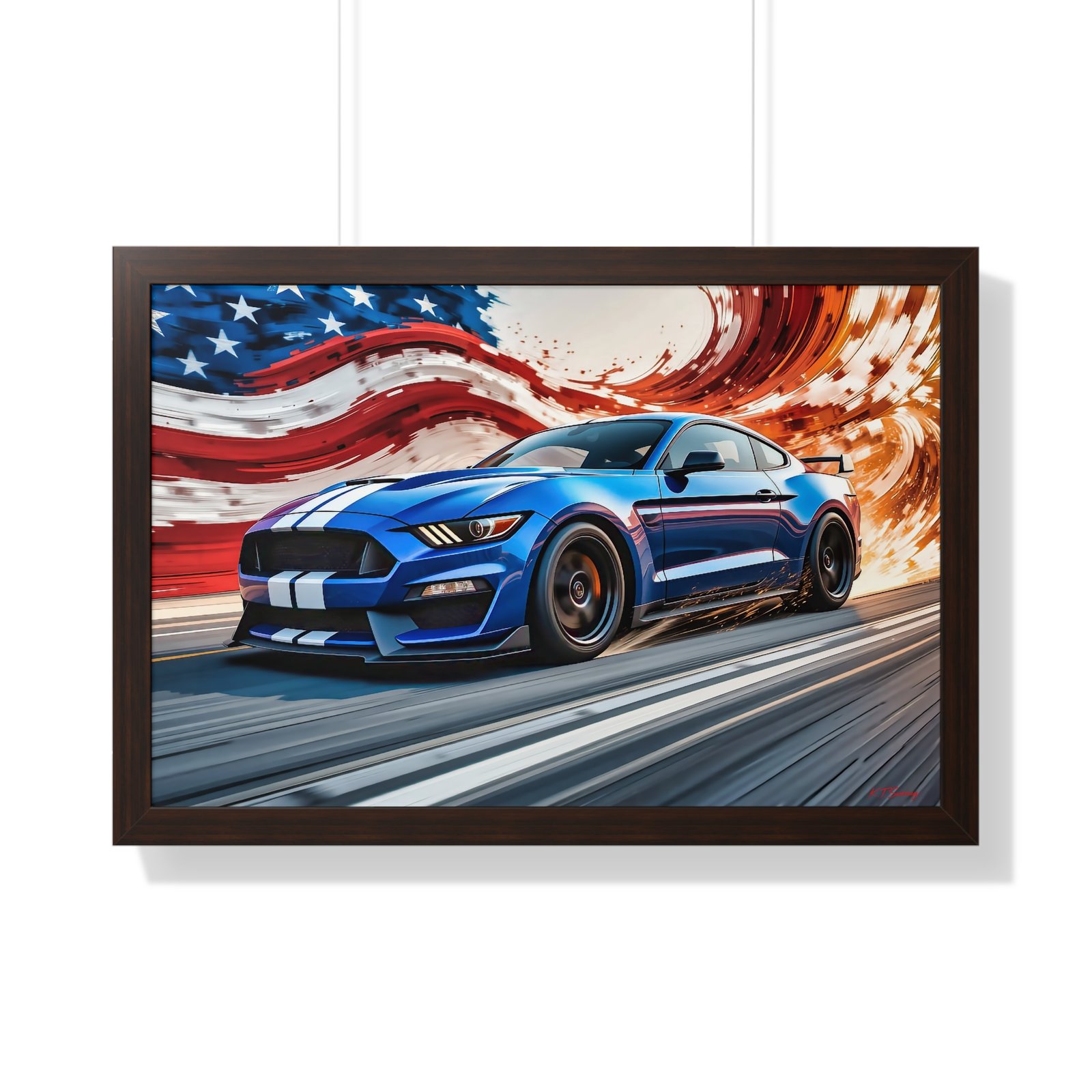 Limited Edition Mustang GT Wall Art Framed Print in Blue with White Stripes | Classic Mustang Collector’s Artwork - Image 16