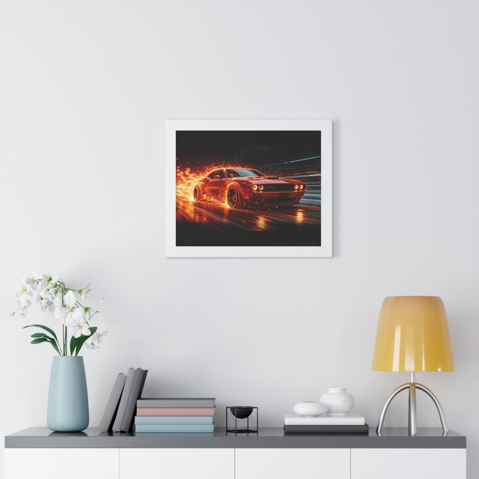 Limited Edition Dodge Hellcat Wall Art Framed Print with Ethereal Flames | Collector’s Muscle Car Artwork - Image 20