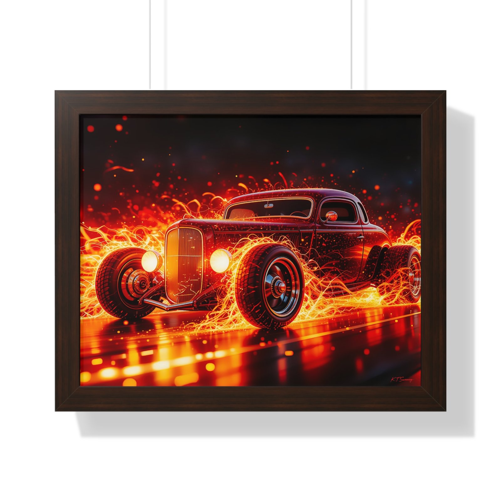 Limited Edition Hot Rod Wall Art Framed Print with Ethereal Flames - Image 10