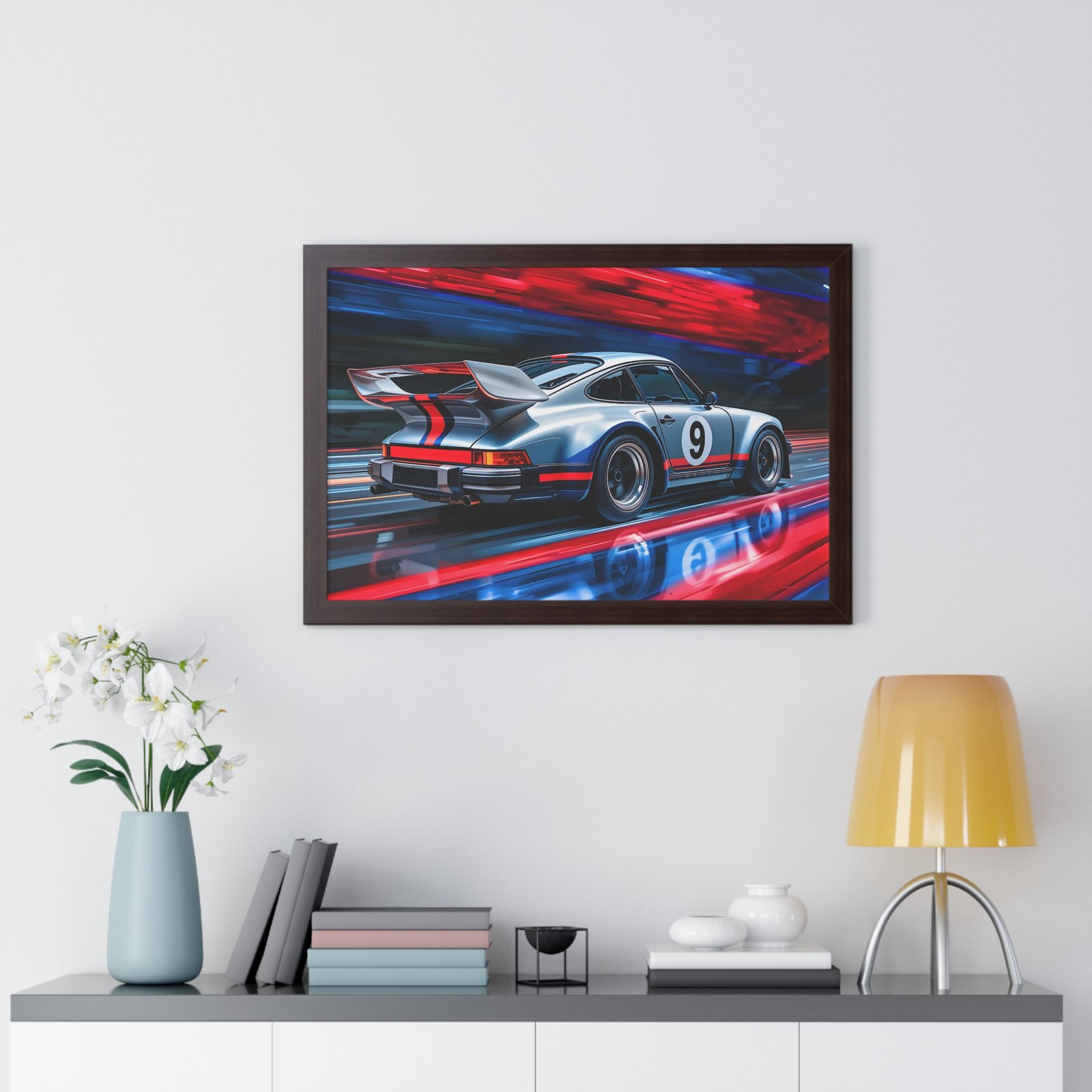 Limited Edition Classic Porsche 930 Turbo in Silver Wall Art Framed Print | Collector’s Porsche Artwork - Image 17