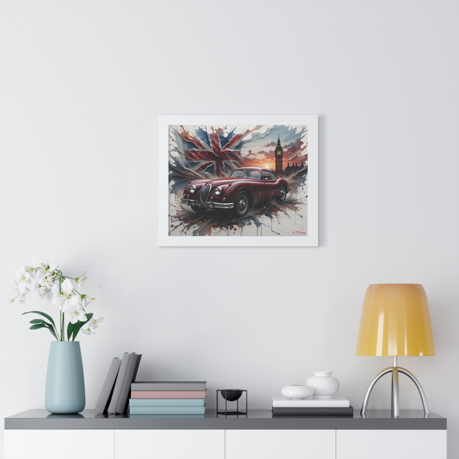 Limited Edition 1956 Jaguar XK140 Coupe Wall Art Framed Print with Union Jack | Tower of London Backdrop | Classic Jaguar Collector’s Artwork - Image 20