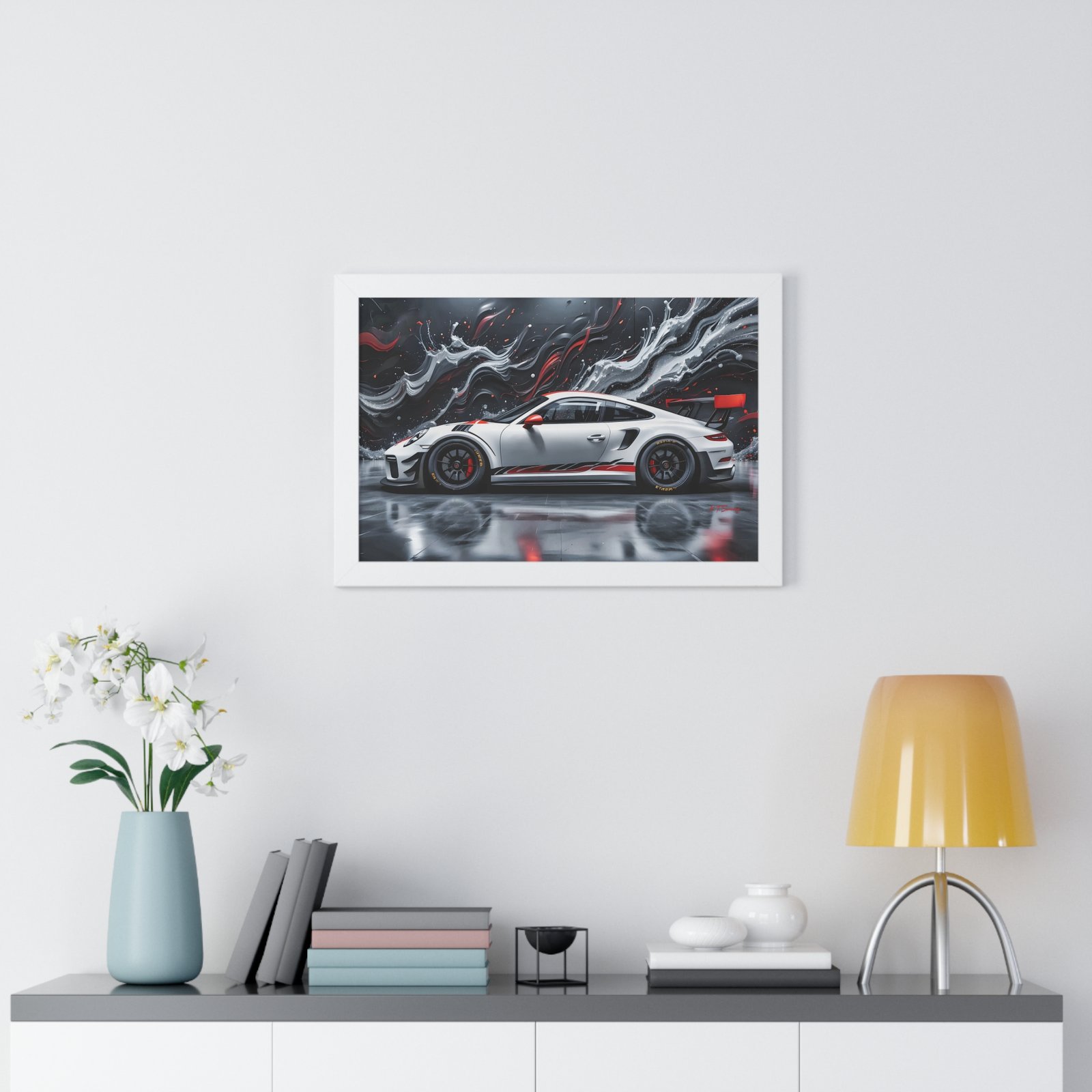 Limited Edition Porsche 911 GT3 Wall Art Framed Print with 3D Textured Oil Paint Style Background | Collector’s Porsche Artwork - Image 23