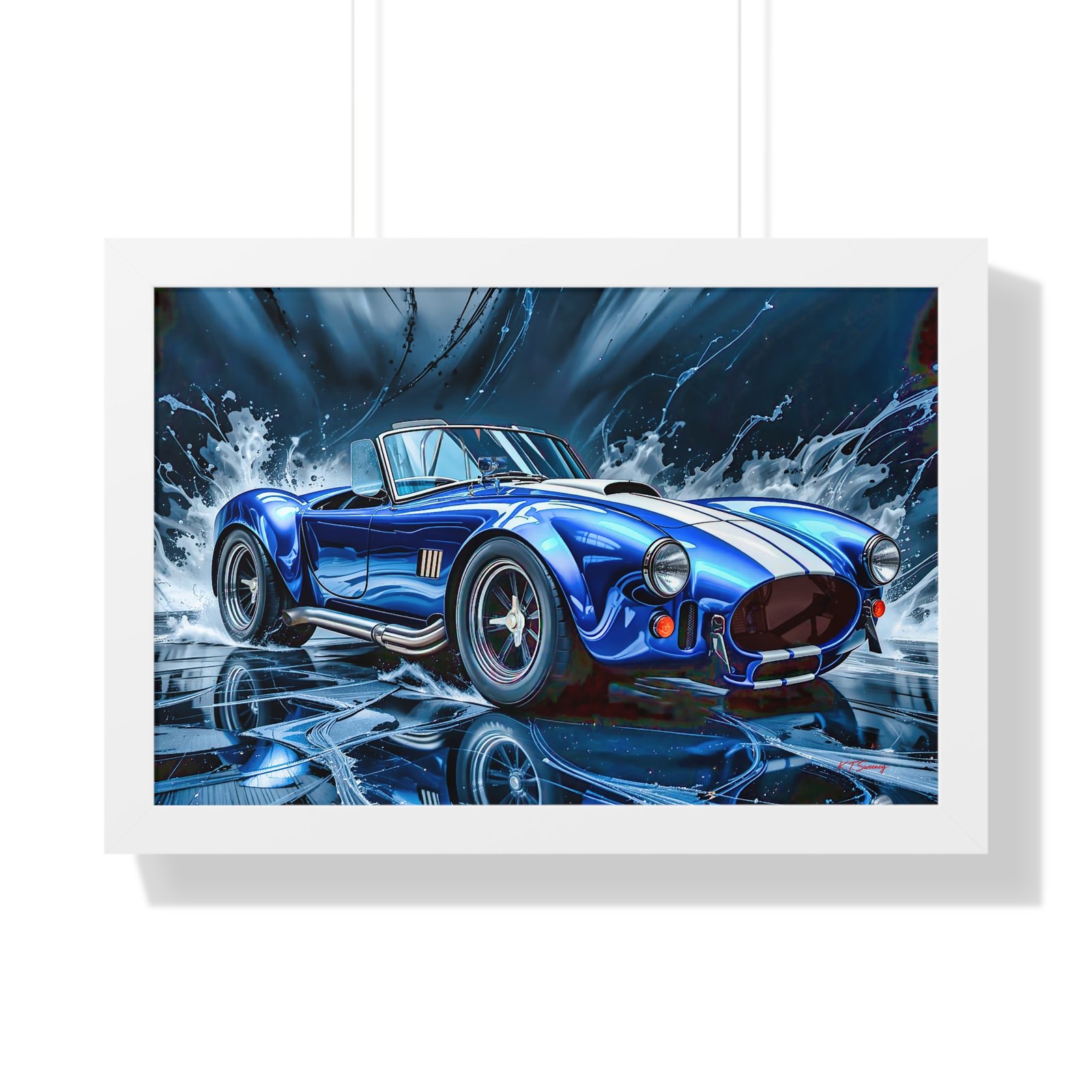 Exclusive Edition Classic Blue Shelby Cobra with White Stripes Wall Art Framed Print | Collector’s Shelby Artwork - Image 22