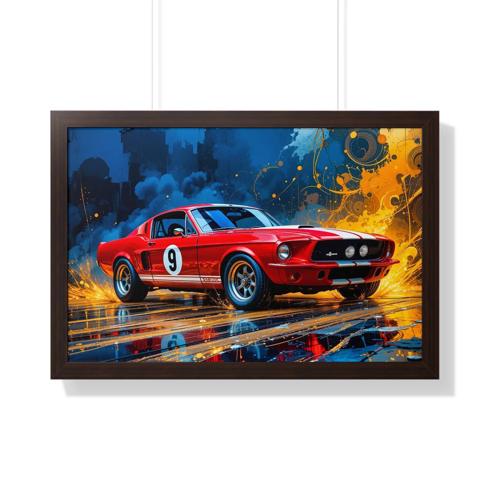 Exclusive Edition 1967 Red Shelby Mustang TransAm Inspired Racing Car Wall Art Framed Print | Collector’s Classic Mustang Artwork - Image 16