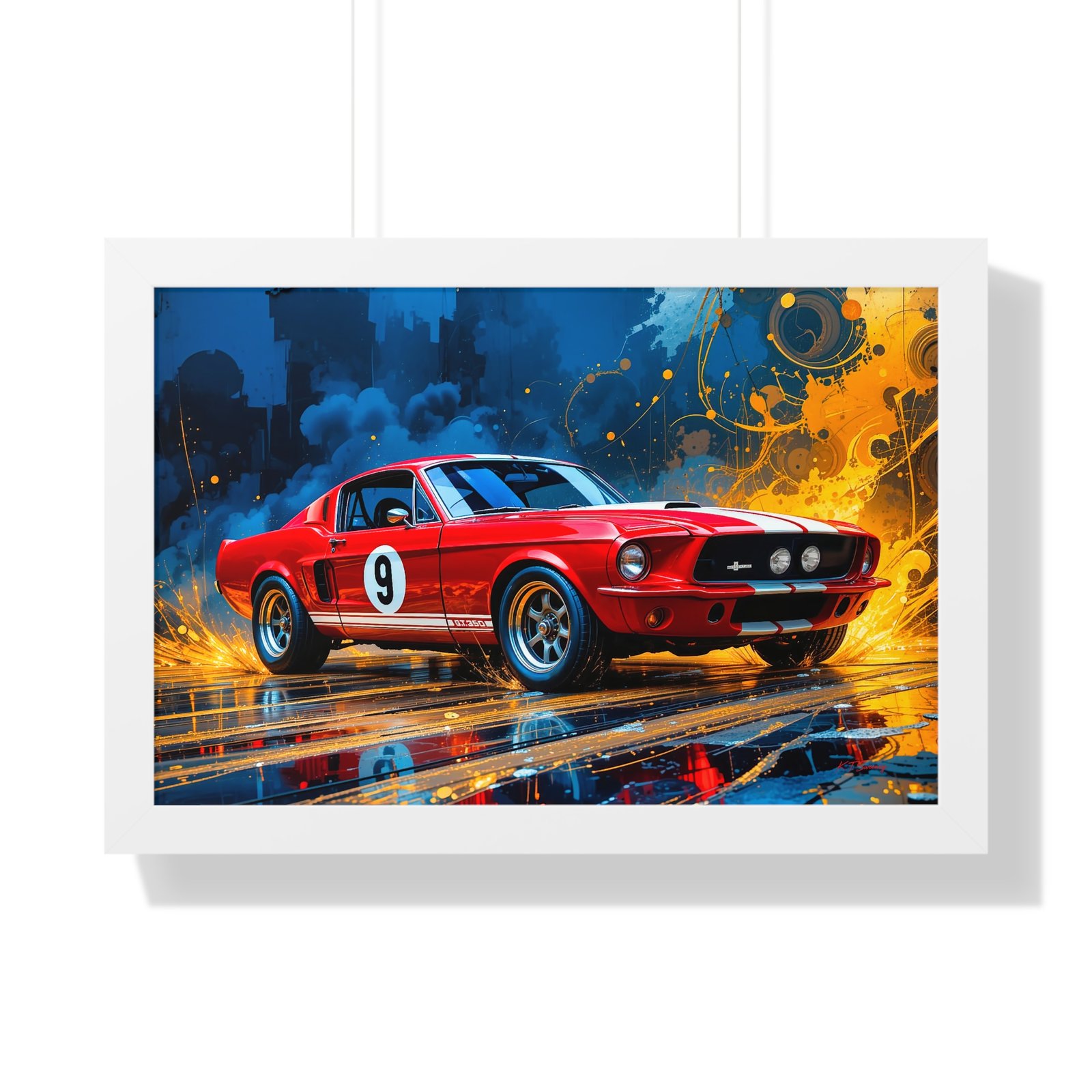 Exclusive Edition 1967 Red Shelby Mustang TransAm Inspired Racing Car Wall Art Framed Print | Collector’s Classic Mustang Artwork - Image 22