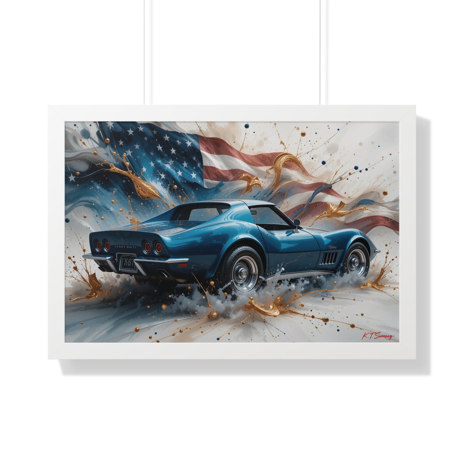 1979 Corvette Wall Art Framed Print with American Flag Background | Studio Edition Classic Car Collector’s Artwork - Image 25