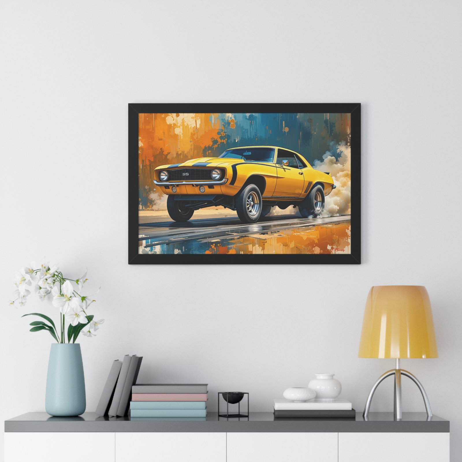 1969 Yellow Camaro Hot Rod Gasser Wall Art Framed Print | Studio Edition Collector’s Classic Camaro Artwork - Image 8