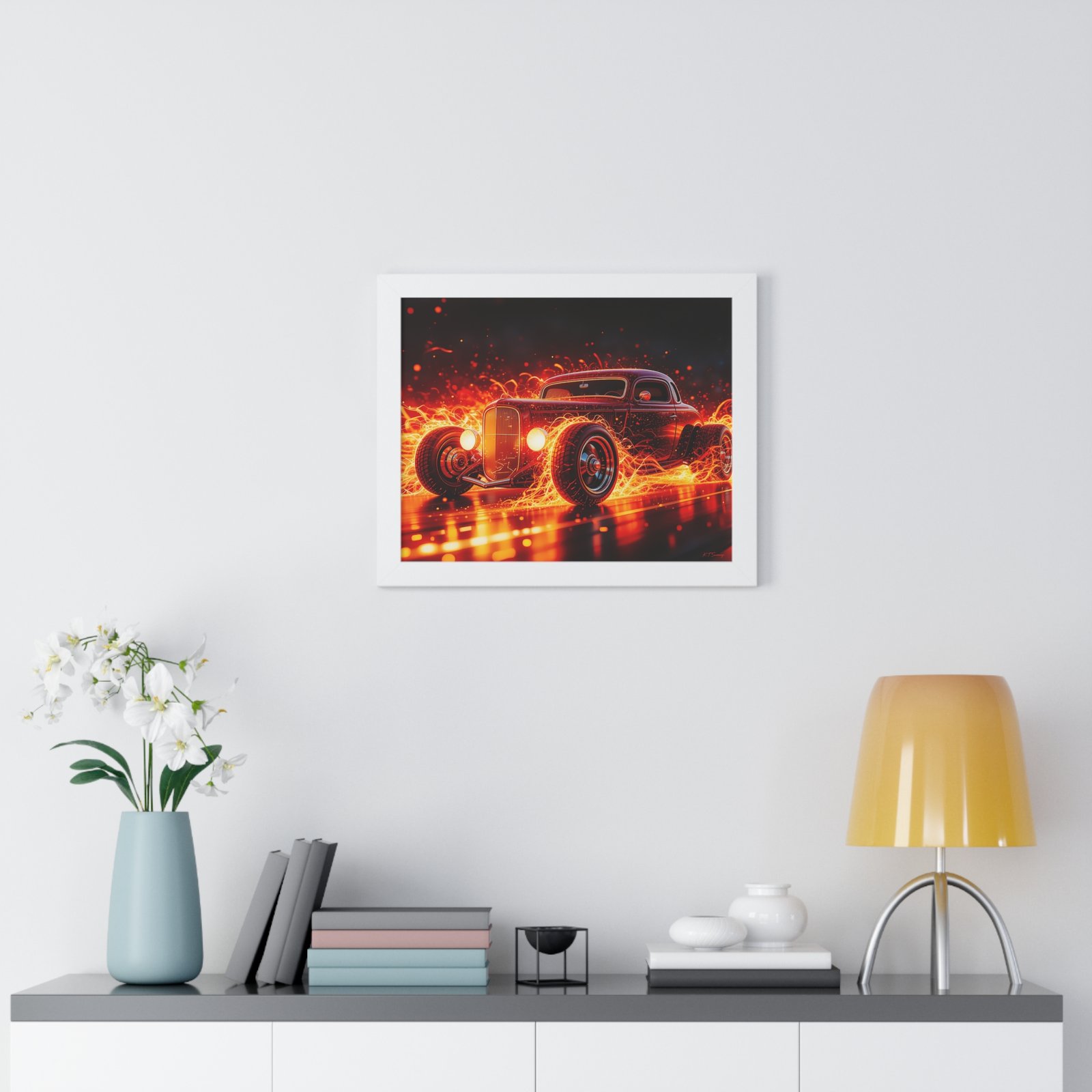 Limited Edition Hot Rod Wall Art Framed Print with Ethereal Flames - Image 20