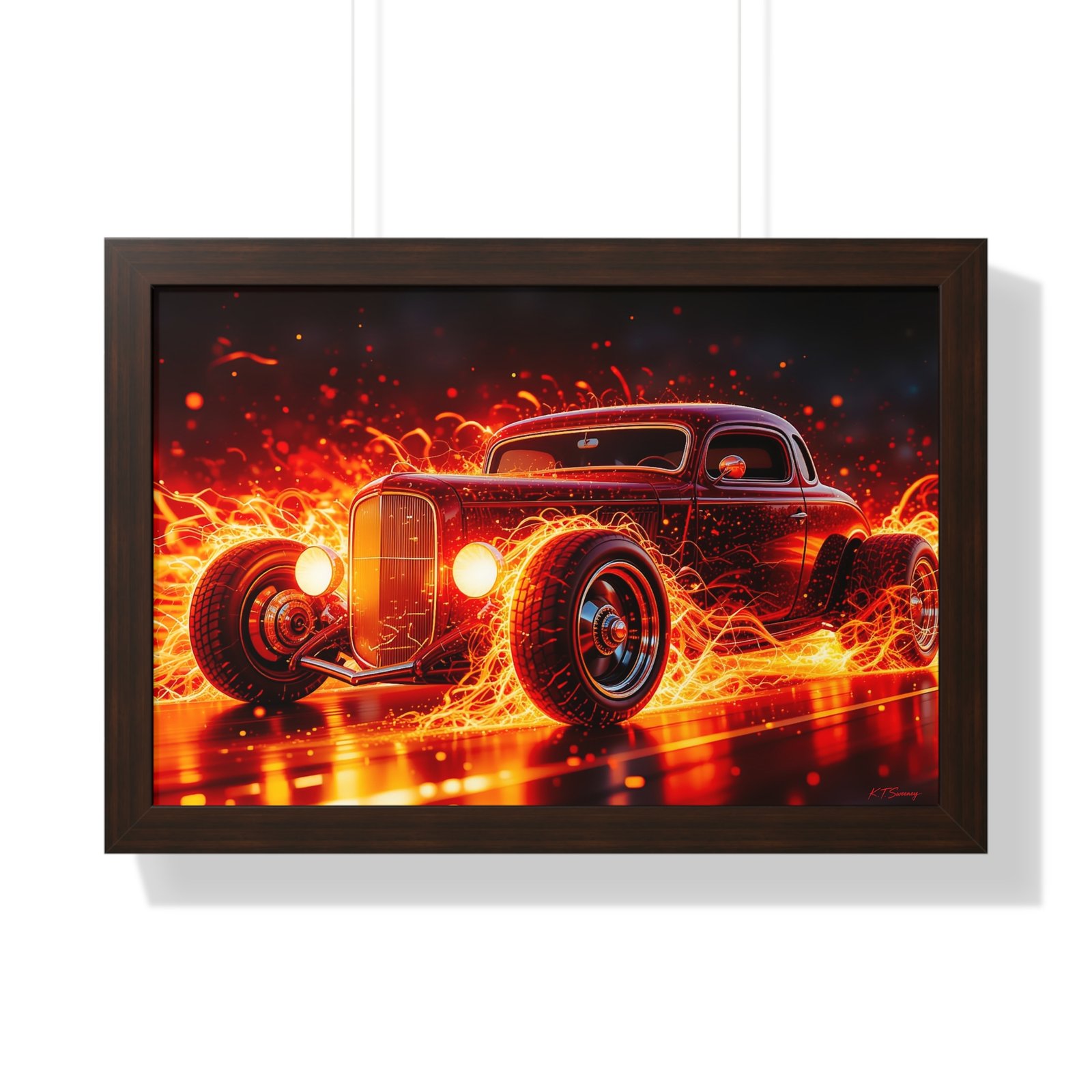 Limited Edition Hot Rod Wall Art Framed Print with Ethereal Flames - Image 13