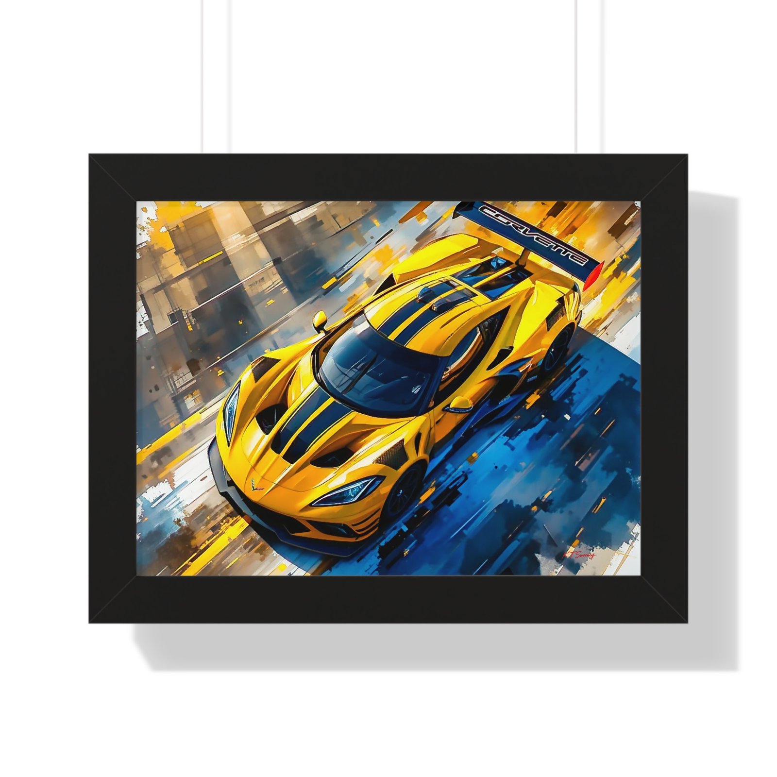 Exclusive Edition Yellow C8 Corvette Original Design | Collector’s Corvette Artwork - Image 10