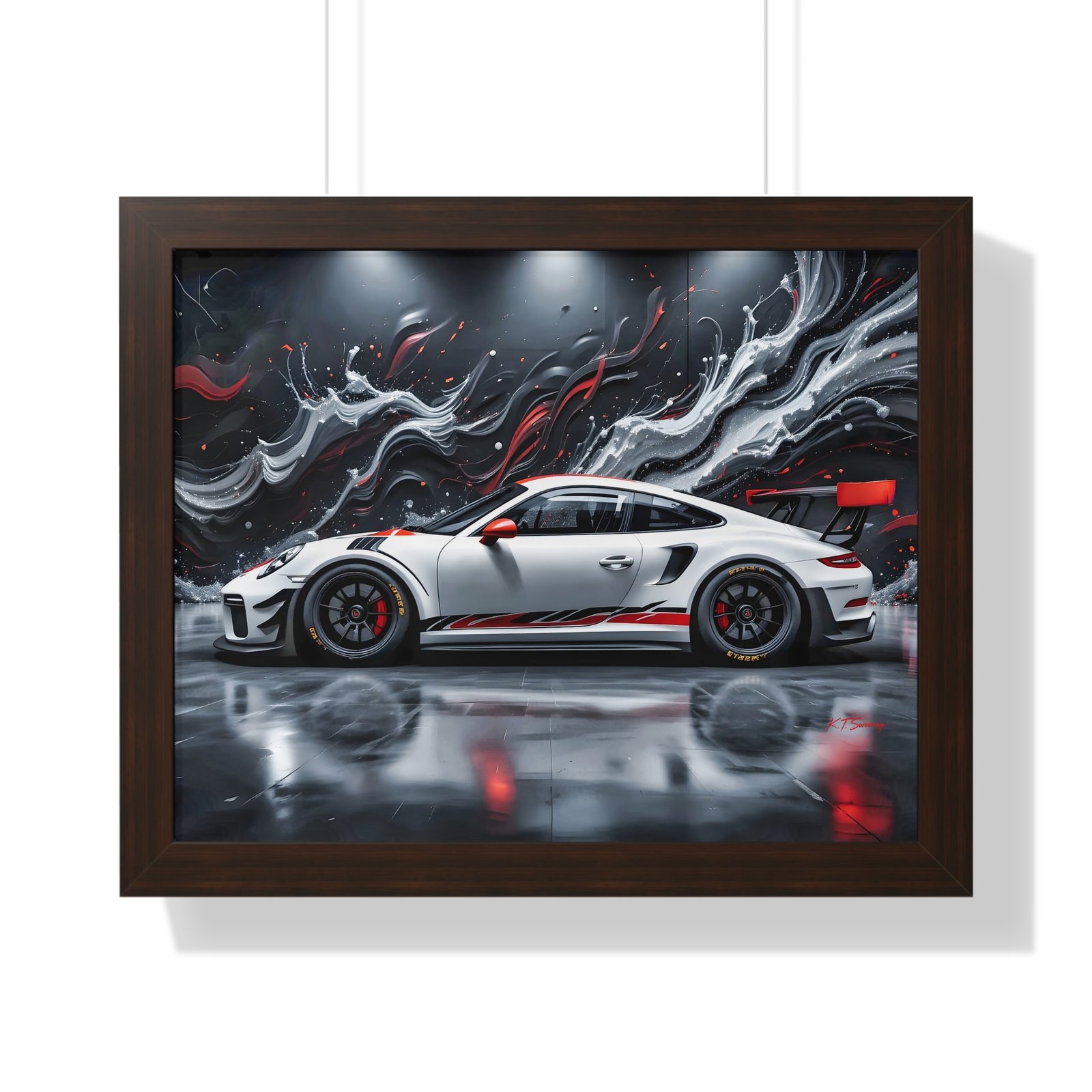 Limited Edition Porsche 911 GT3 Wall Art Framed Print with 3D Textured Oil Paint Style Background | Collector’s Porsche Artwork - Image 10