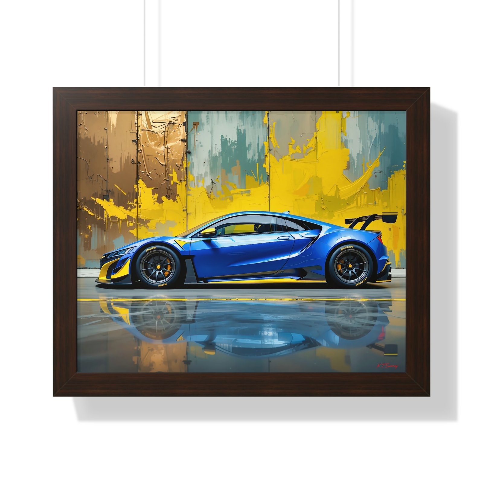 Acura NSX Wall Art Framed Print with Dramatic Textured Paint Style Background | Studio Edition Collector’s Artwork - Image 10