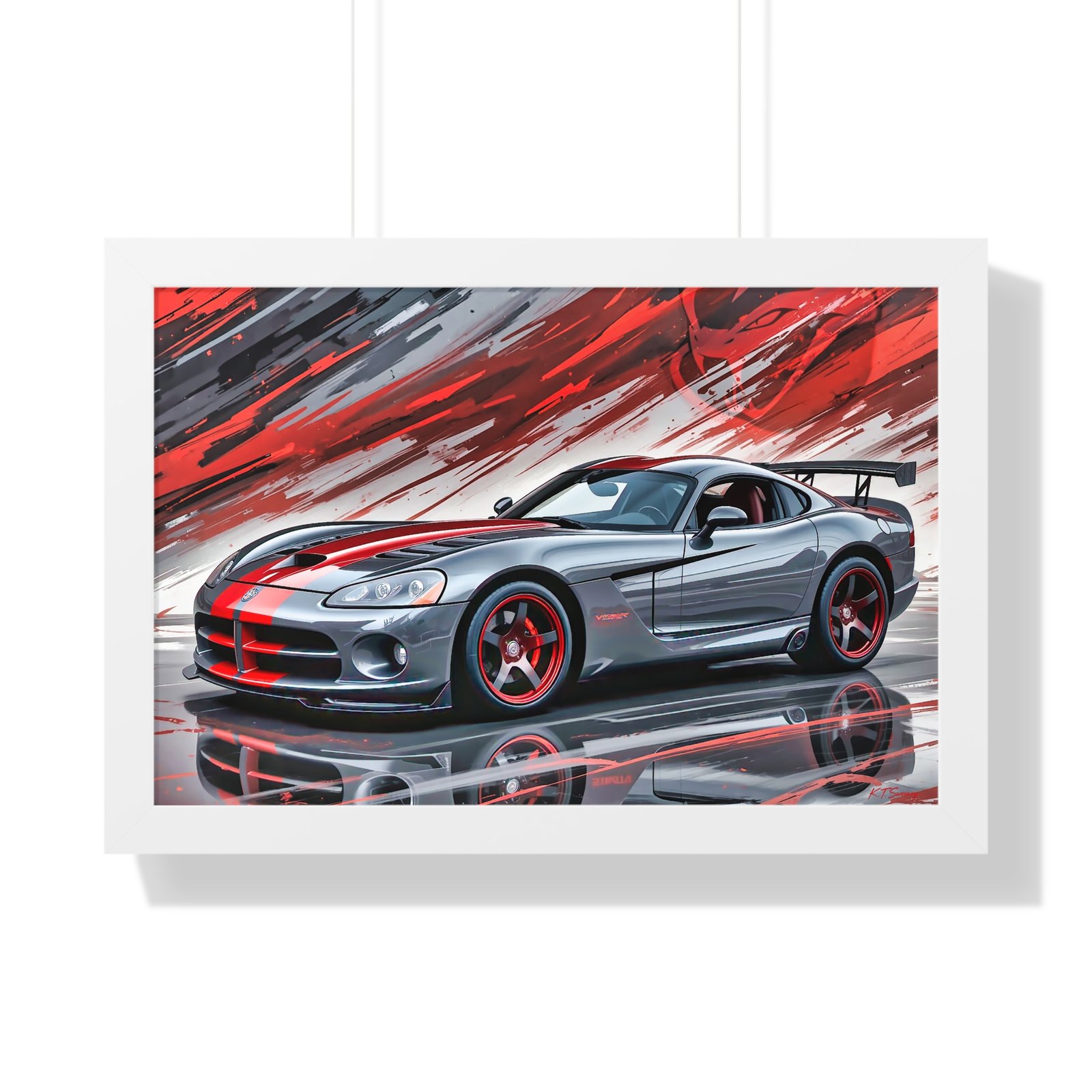 2010 Dodge Viper SRT-10 Final Edition Wall Art Framed Print in Gray with Red Stripes | Studio Edition Collector’s Artwork - Image 22