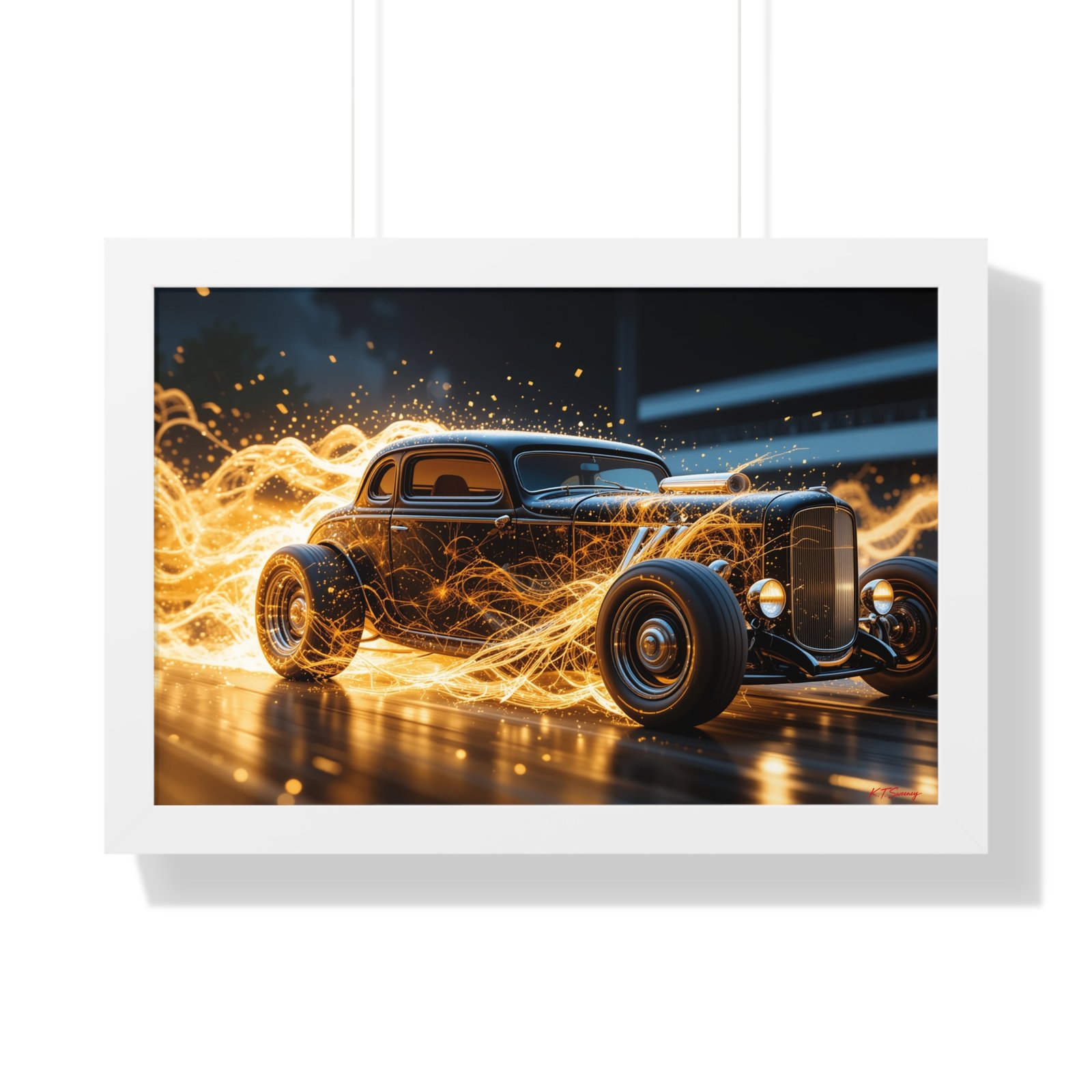 Limited Edition Futuristic Hot Rod Wall Art Framed Print with Translucent Ghost Flames | Original Collector’s Car Artwork - Image 22