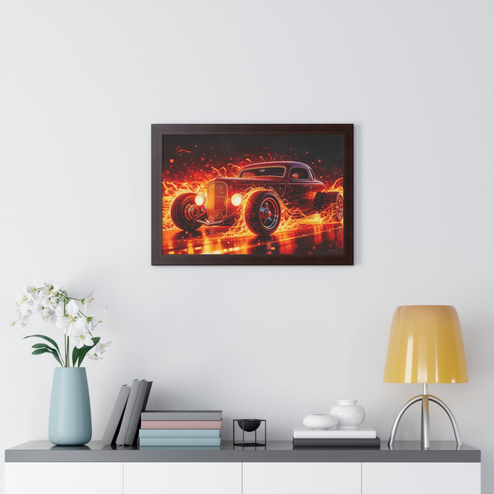 Limited Edition Hot Rod Wall Art Framed Print with Ethereal Flames - Image 14