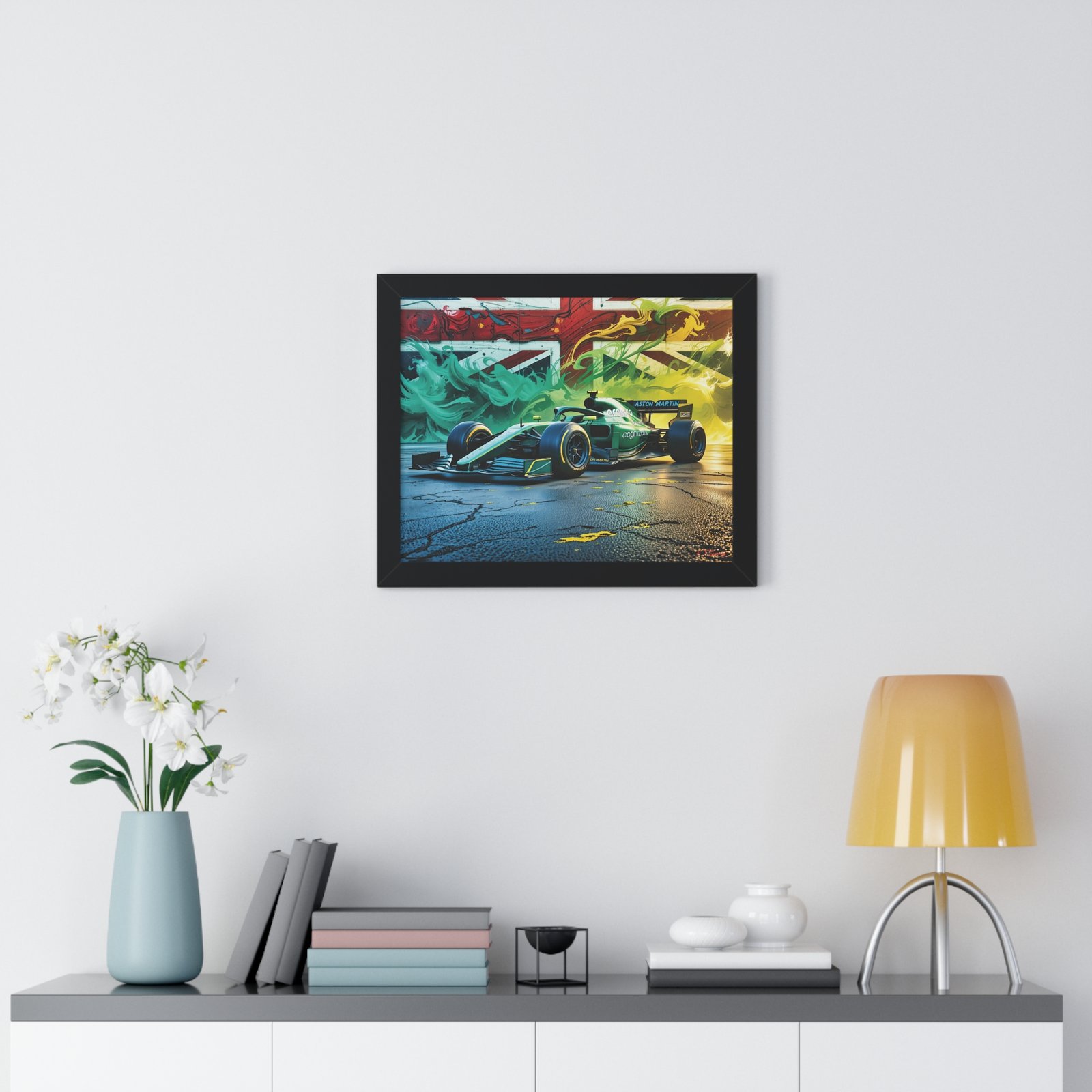 Exclusive Edition Aston Martin F1 Wall Art Framed Print with Union Jack Background | Collector’s Formula 1 Artwork - Image 2