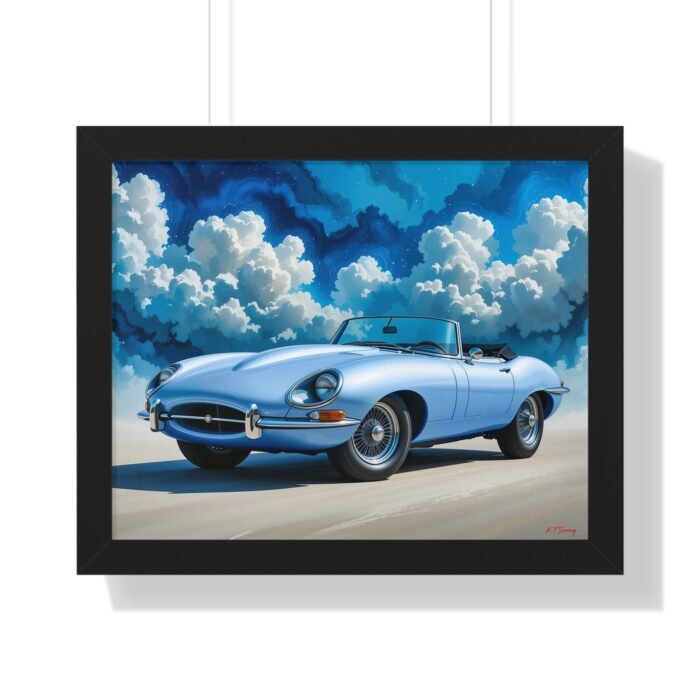 Limited Edition 1961 Jaguar E-Type Series 1 Roadster Wall Art Framed Print with Watercolor Style Textured Design (Only 100 Made) | Collector’s Jaguar Artwork with Certificate