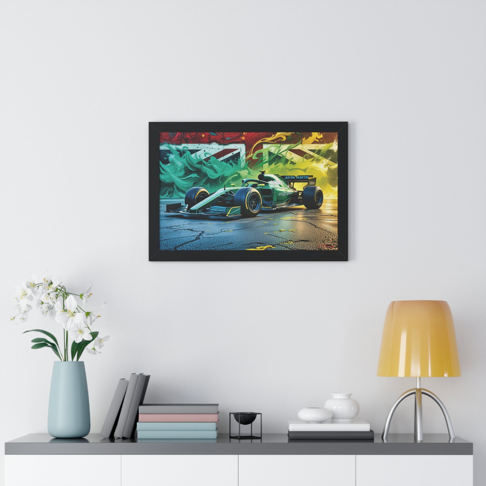 Exclusive Edition Aston Martin F1 Wall Art Framed Print with Union Jack Background | Collector’s Formula 1 Artwork - Image 5