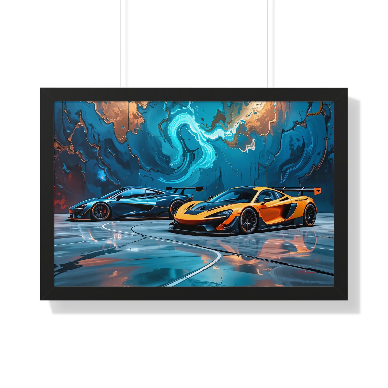 Limited Edition Duo of IMSA-Inspired McLaren Supercars Wall Art Framed Print with 3D Textured Dynamic Colors | Collector’s Motorsport Artwork - Image 7