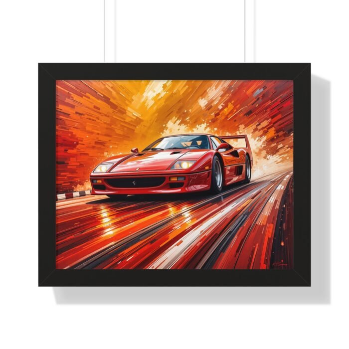 Limited Edition Ferrari F40 Wall Art Framed Print with 3D Textured Paint Style | Classic Ferrari Collector’s Artwork with Certificate