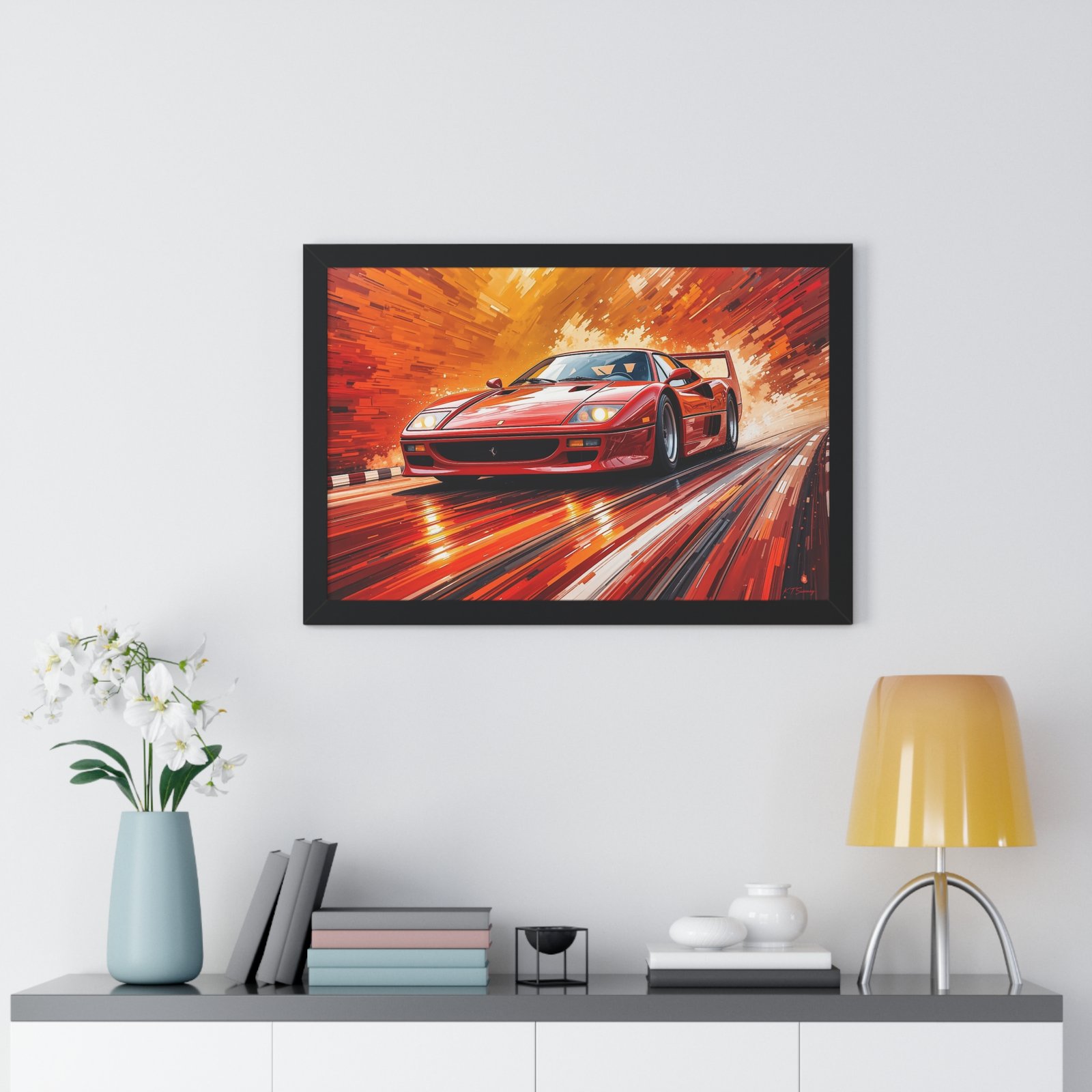 Limited Edition Ferrari F40 Wall Art Framed Print with 3D Textured Paint Style | Classic Ferrari Collector’s Artwork with Certificate - Image 8