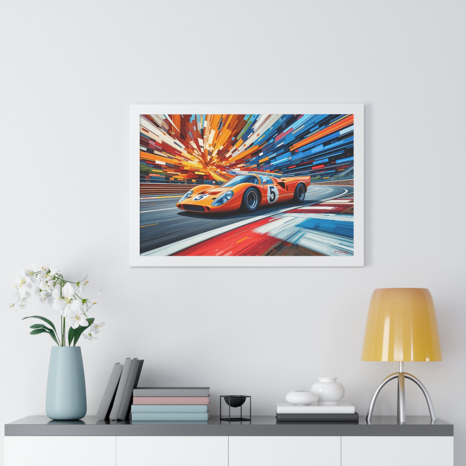 McLaren Le Mans Inspired Racing Car Wall Art Framed Print in Classic Papaya | Studio Edition Motorsport Artwork - Image 26